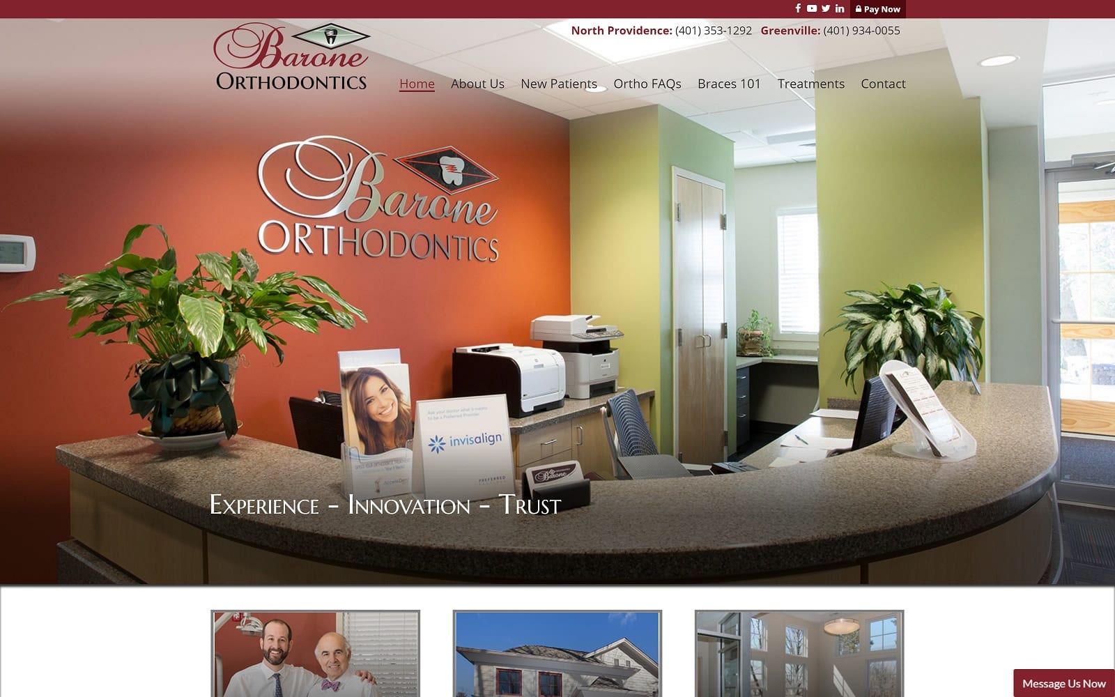 The screenshot of barone orthodontics baroneorthodontics. Com dr. Nicholas d. Barone website