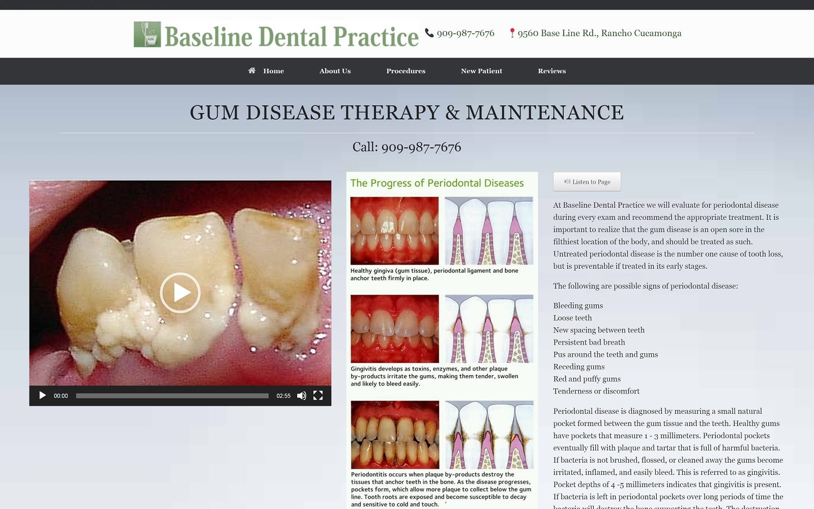 The screenshot of baseline dental practice baselinedental. Com website