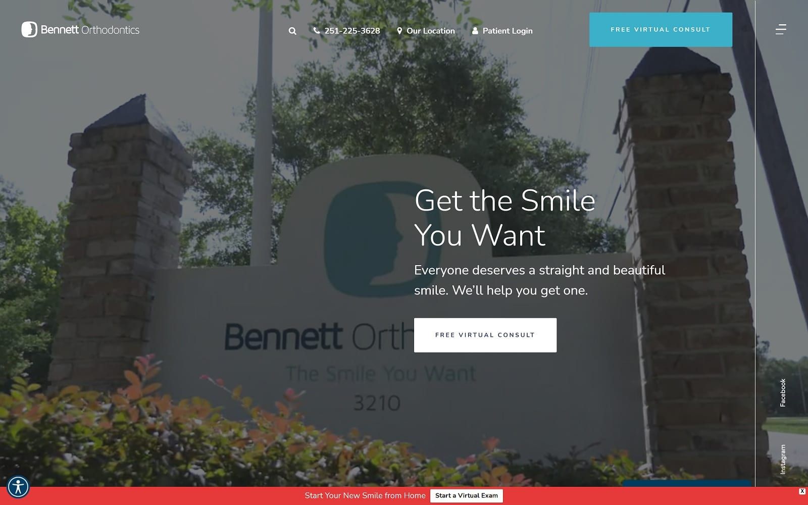 The screenshot of bennett orthodontics bennettortho. Com website