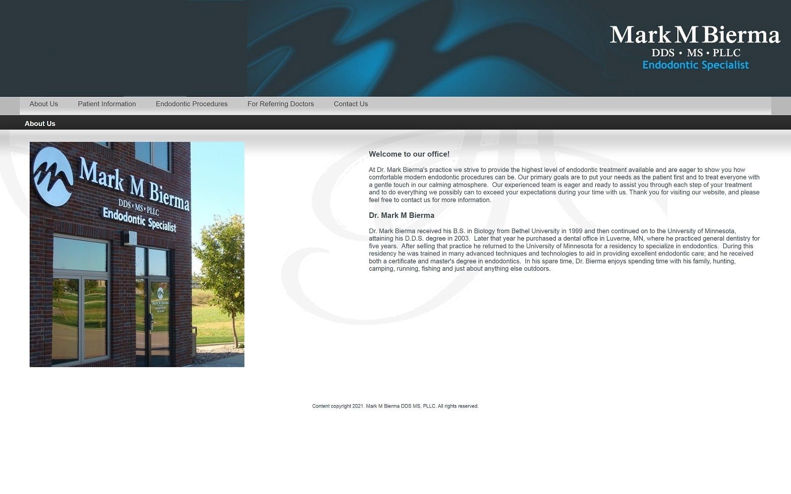 The screenshot of mark m bierma dds ms, pllc biermaendo. Com website