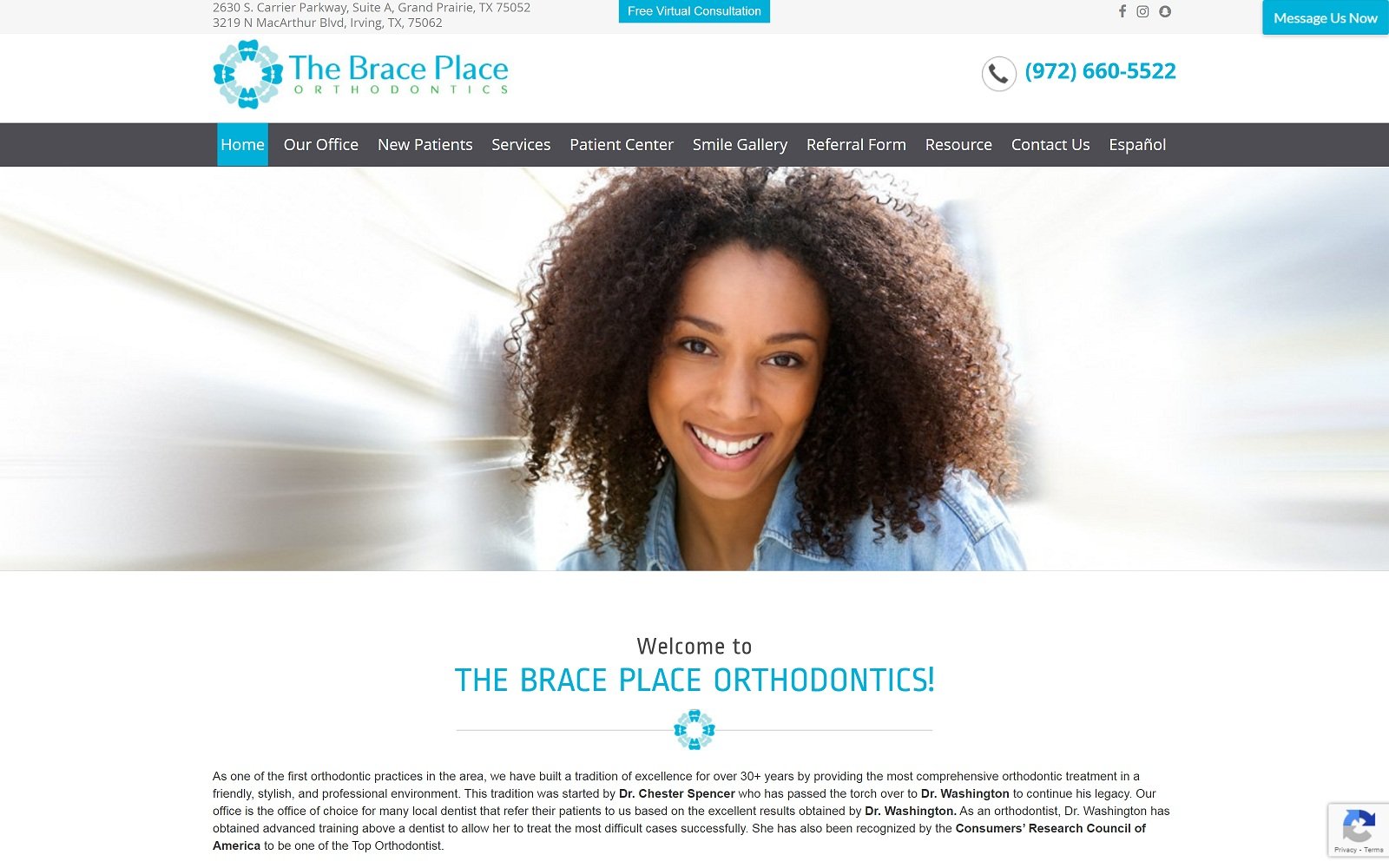 The screenshot of the brace place orthodontics braceplace. Net website