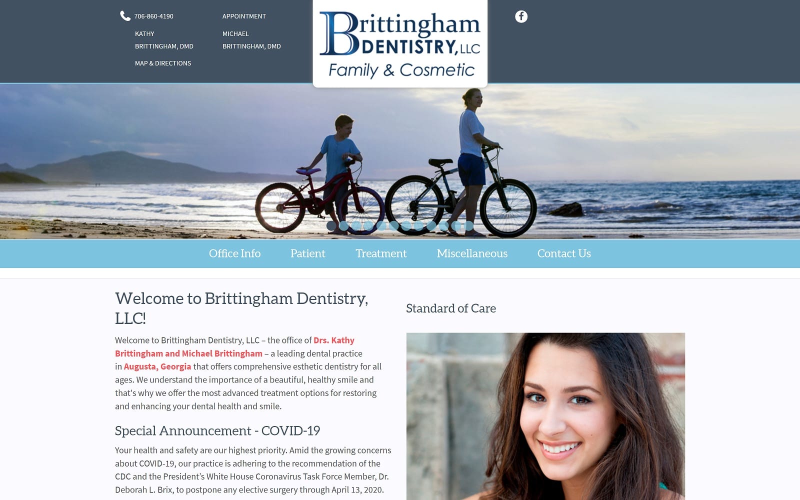 The screenshot of brittingham dentistry llc brittinghamdentistry. Com website