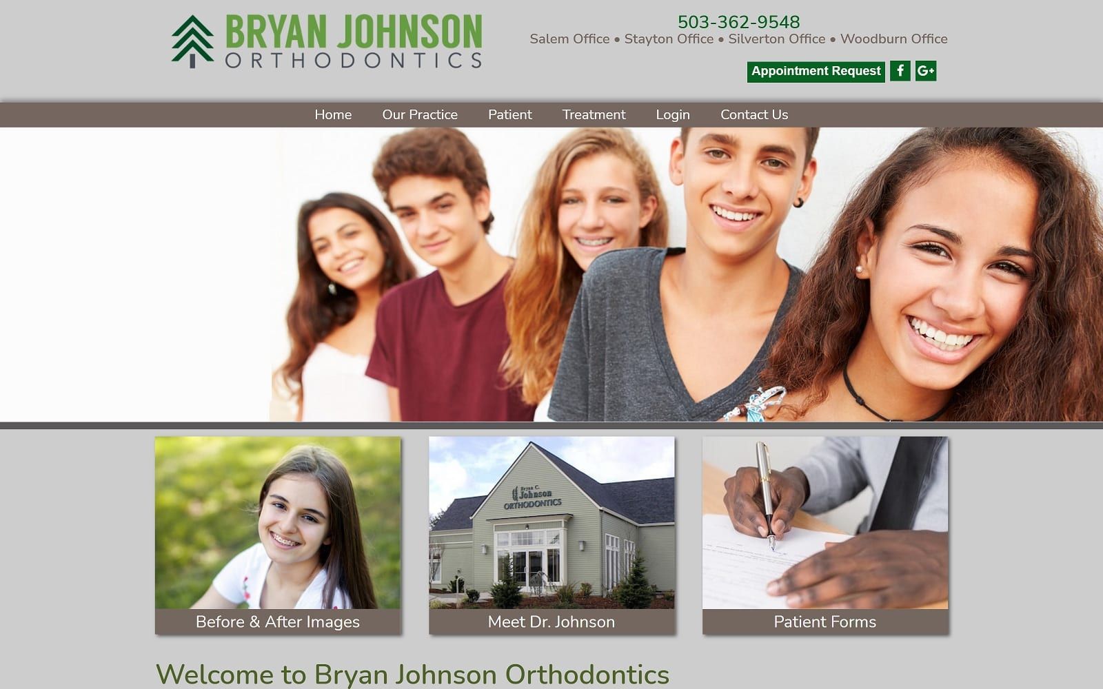 The screenshot of bryan johnson orthodontics bryanjohnsonorthodontics. Com dr. Bryan johnson website