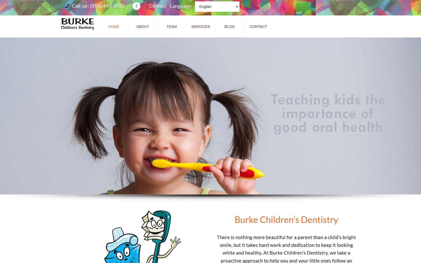 The screenshot of burke children's dentistry - brownsville burkesmiles. Com website