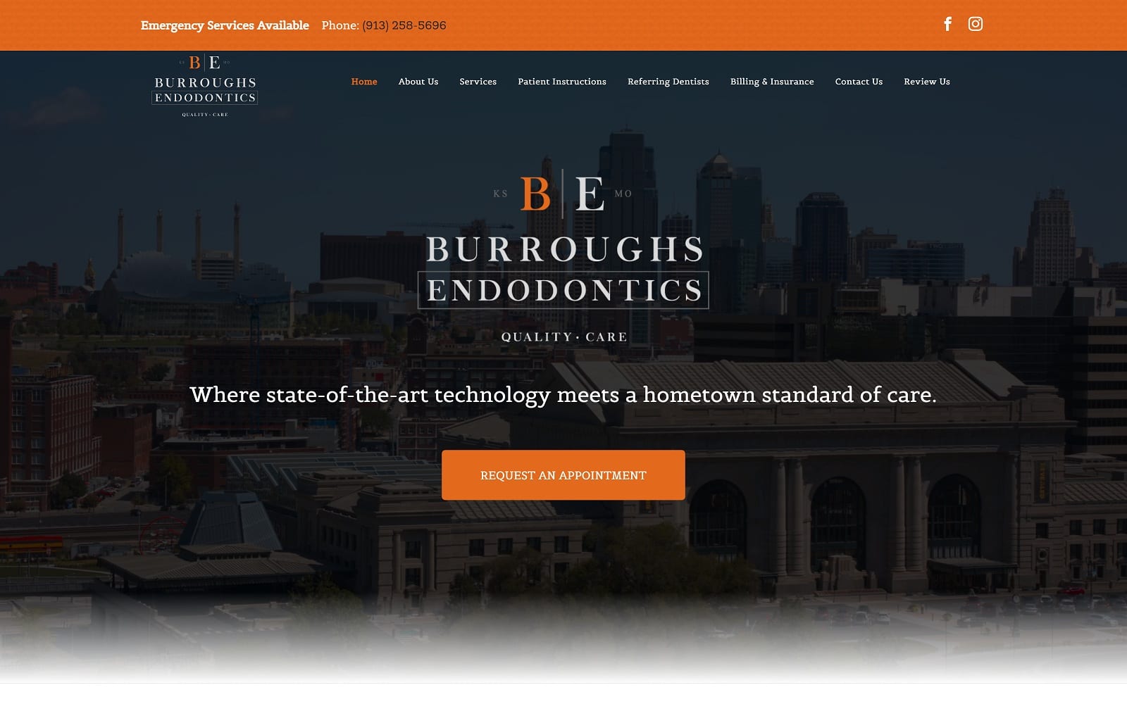 The screenshot of burroughs endodontics burroughsendo. Com website