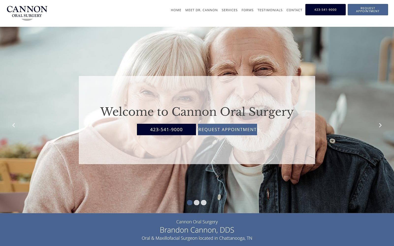 The screenshot of cannon oral surgery: brandon cannon, dds cannonoms. Com website