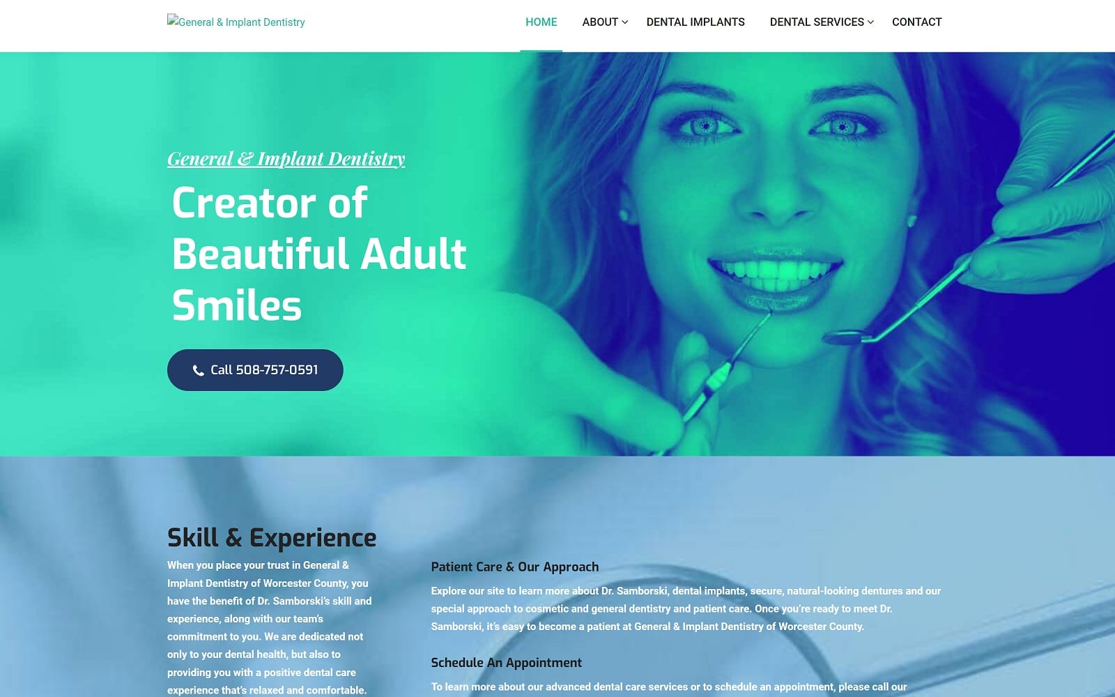 The screenshot of dr. Charles s. Samborski, dds charlessamborskidds. Com website