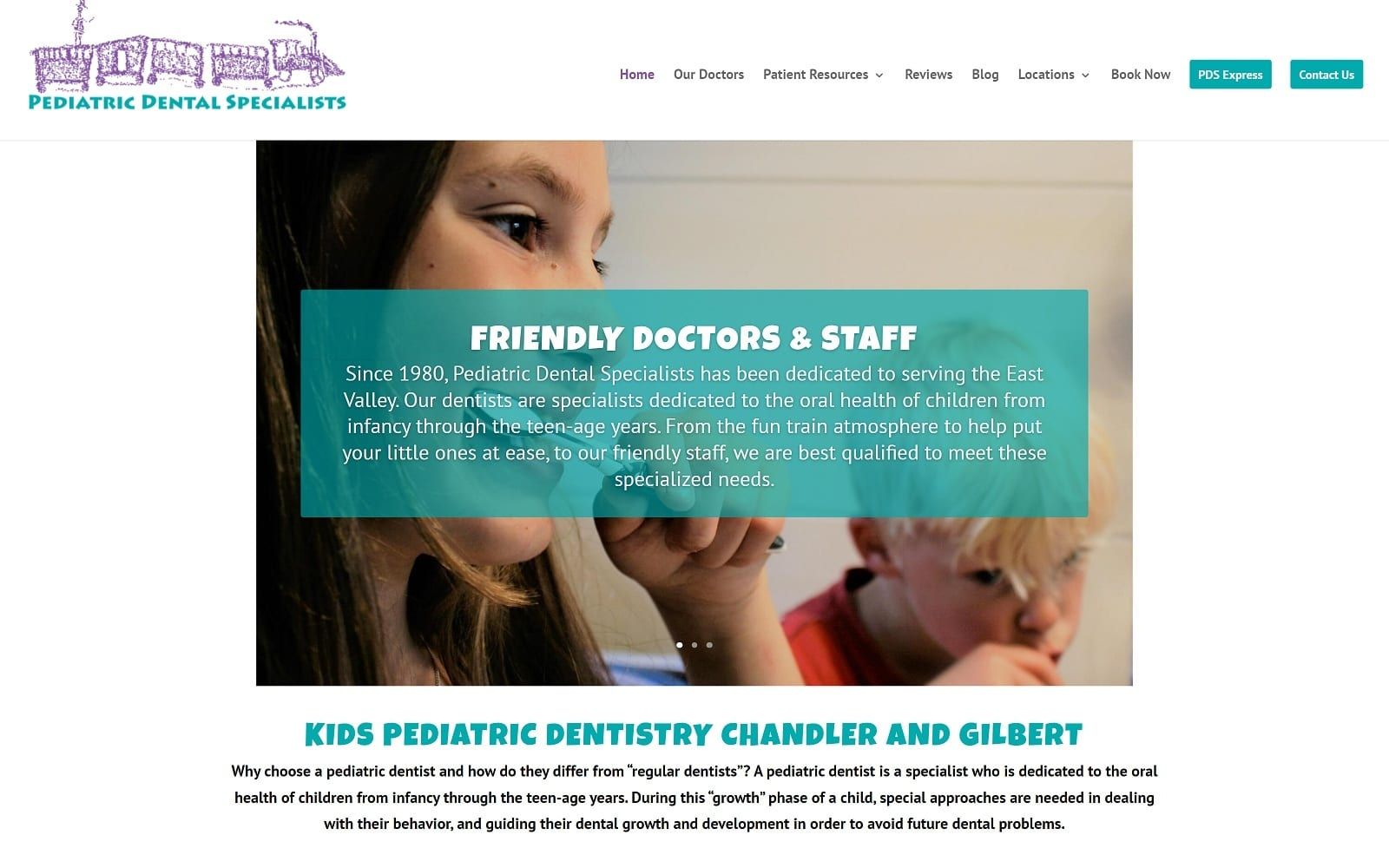 The screenshot of pediatric dental specialists chewchew. Net website