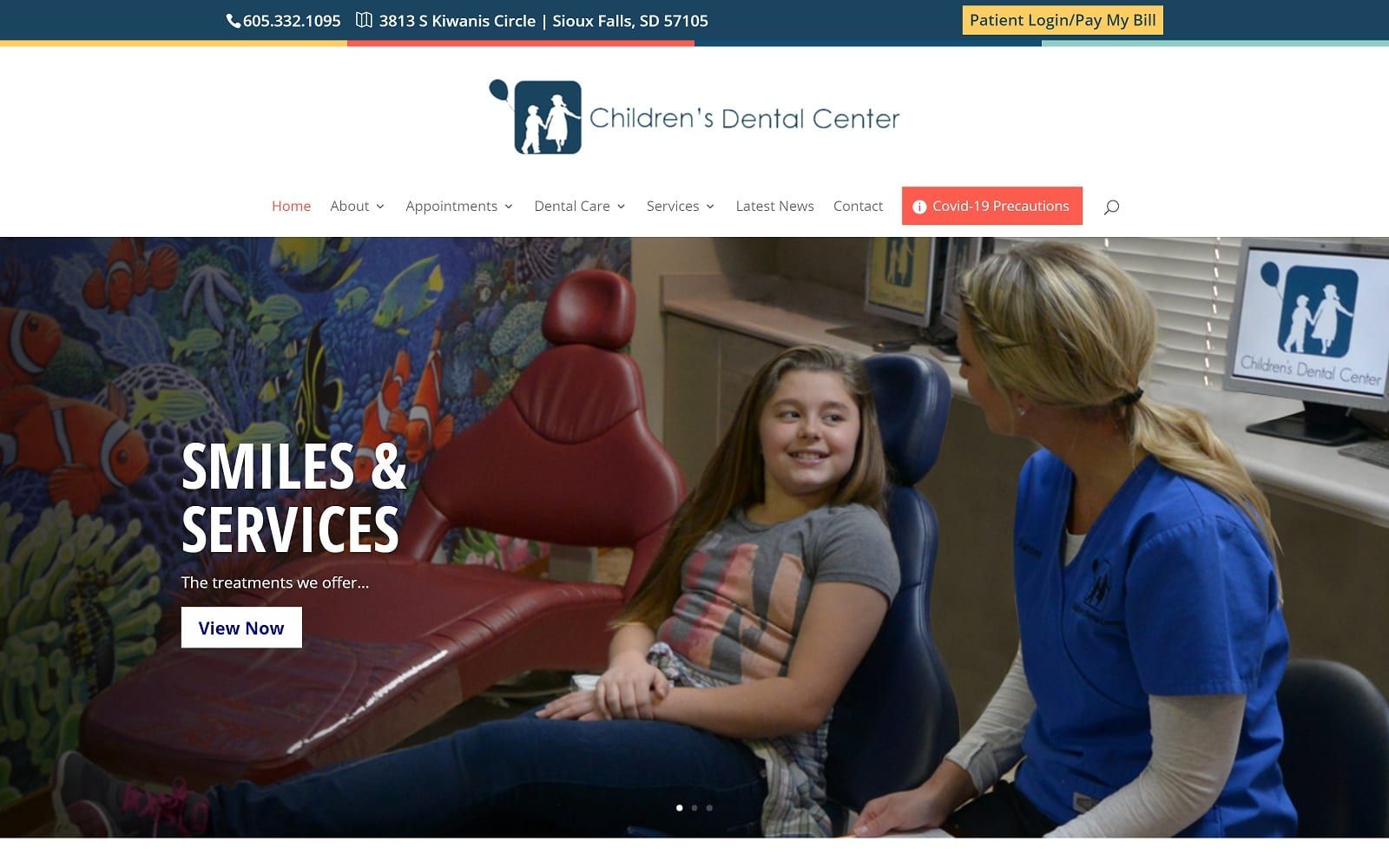 The screenshot of children's dental center childrensdentalcentersf. Com website