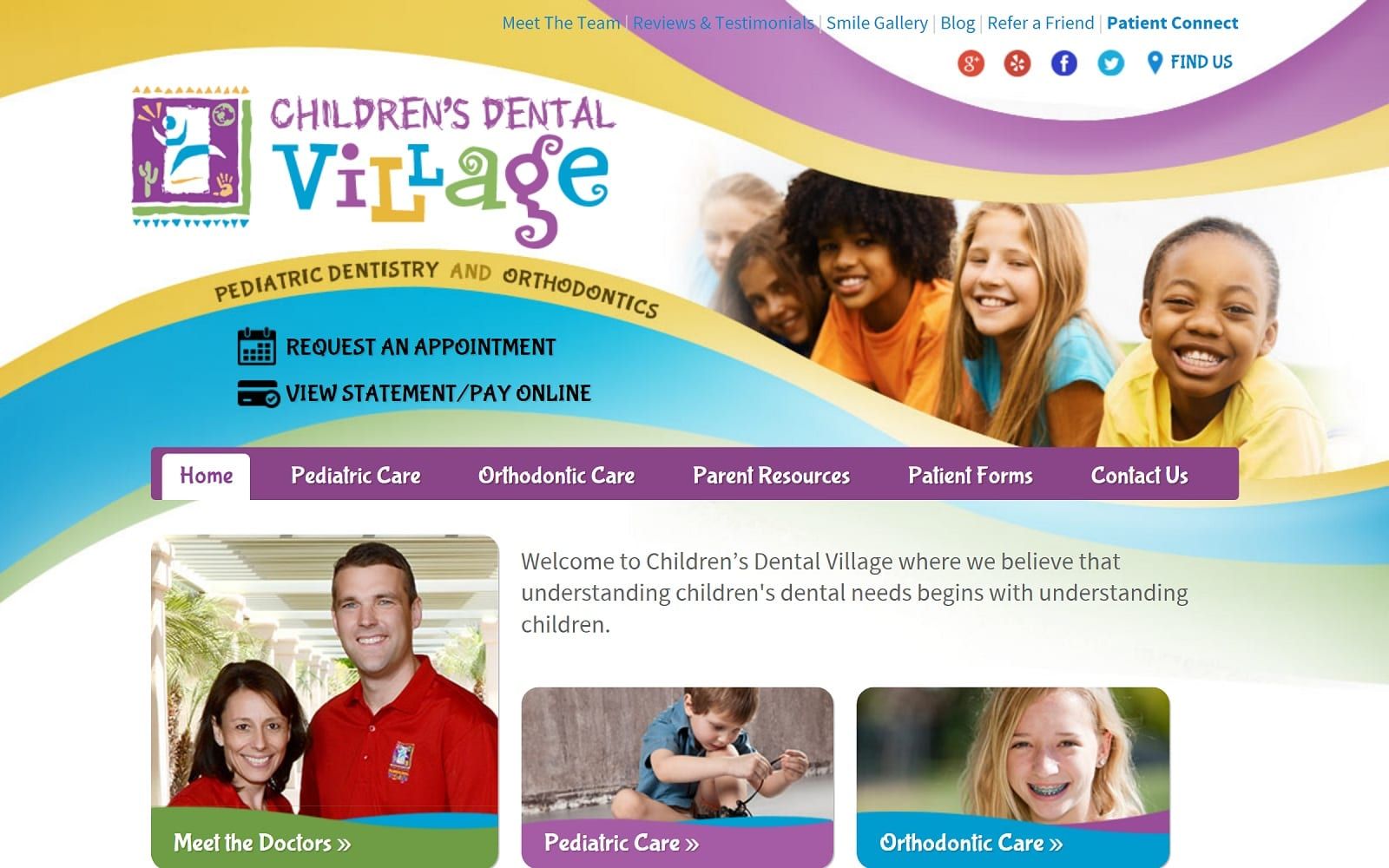 The screenshot of children's dental village childrensdentalvillage. Net website