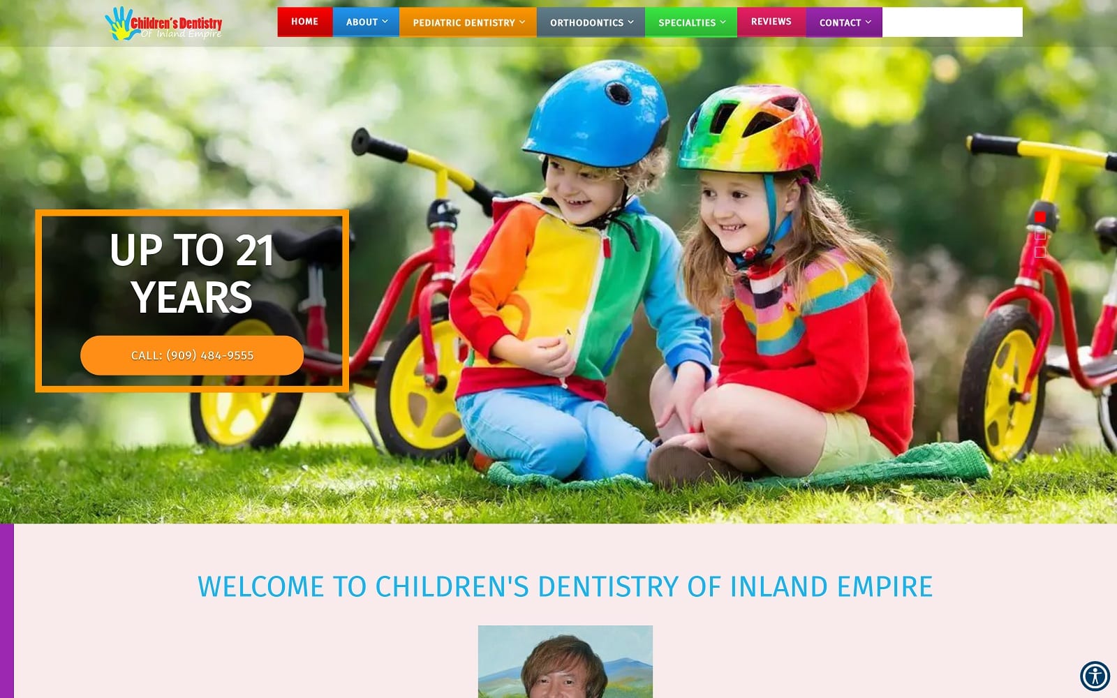 The screenshot of children's dentistry of inland empire childrensdentistryofie. Com website