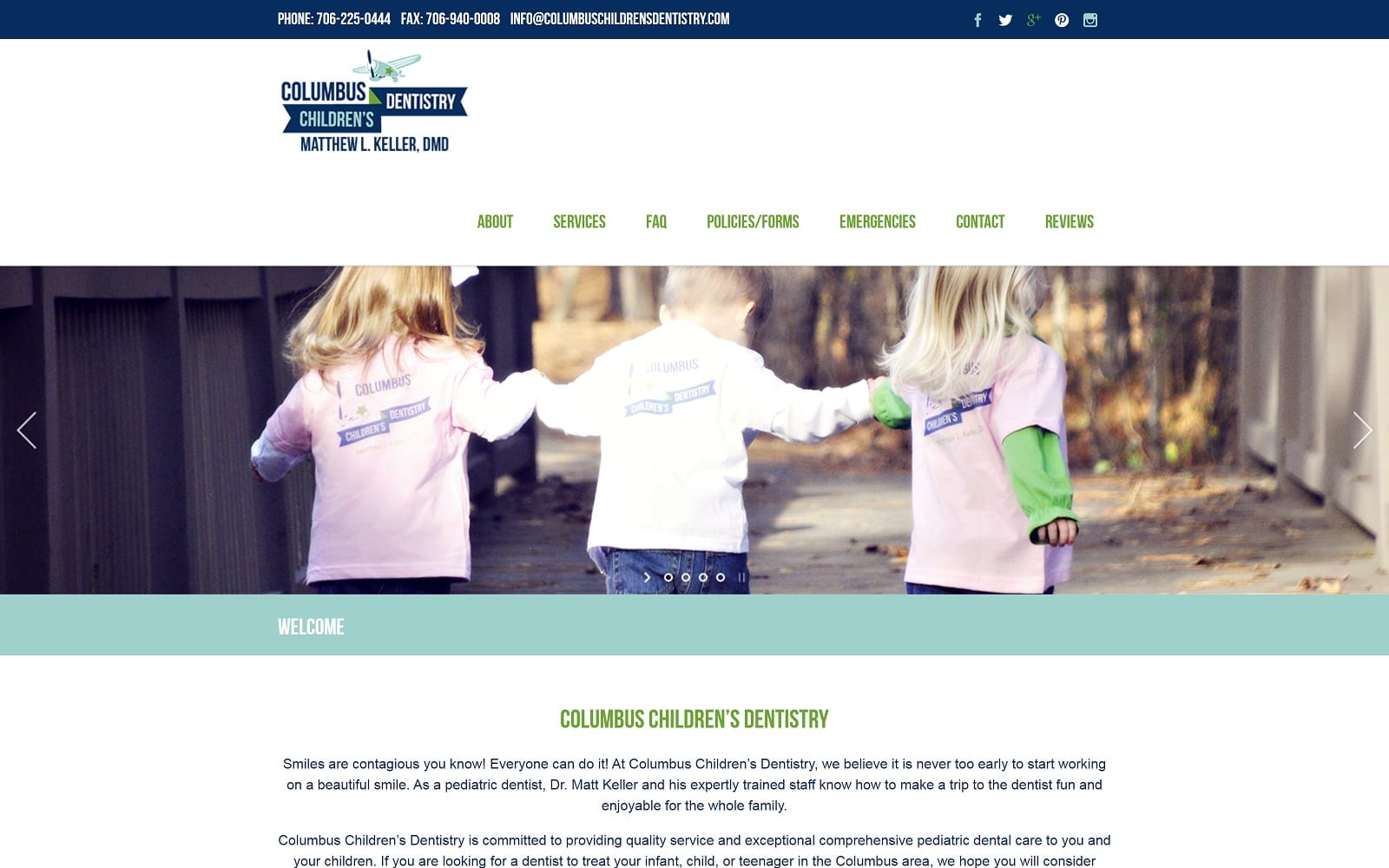 The screenshot of columbus children's dentistry, matthew keller, dmd columbuschildrensdentistry. Com website