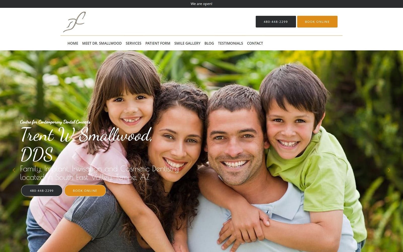The screenshot of centre for contemporary dental concepts: dr. Trent w. Smallwood, dds cosmeticdentistryaz. Com website
