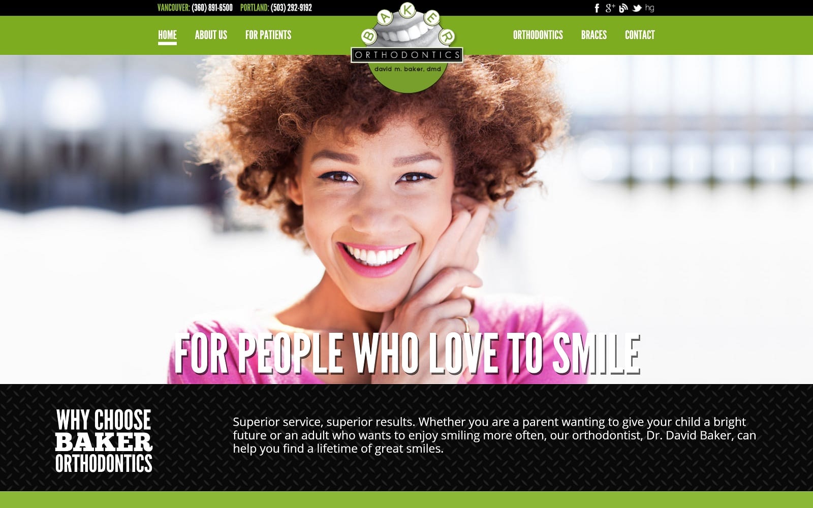 The screenshot of baker orthodontics davidbakerortho. Com dr. David baker website