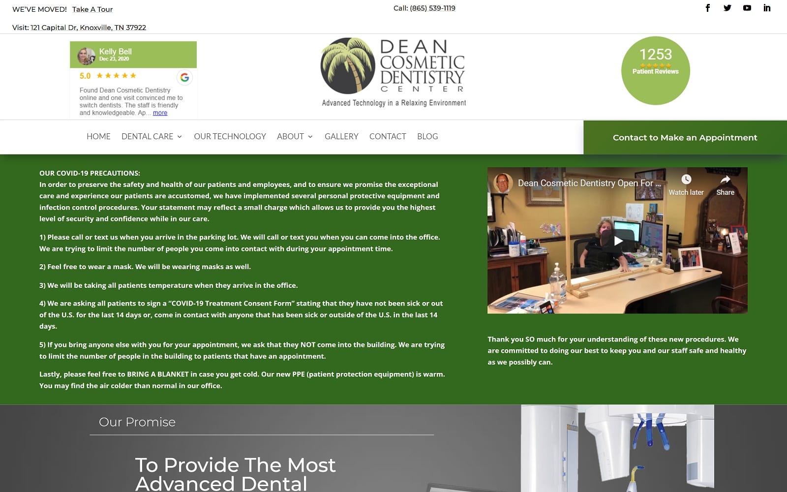 The screenshot of dean cosmetic dentistry center deancosmeticdentistry. Com dr. Donnie dean website