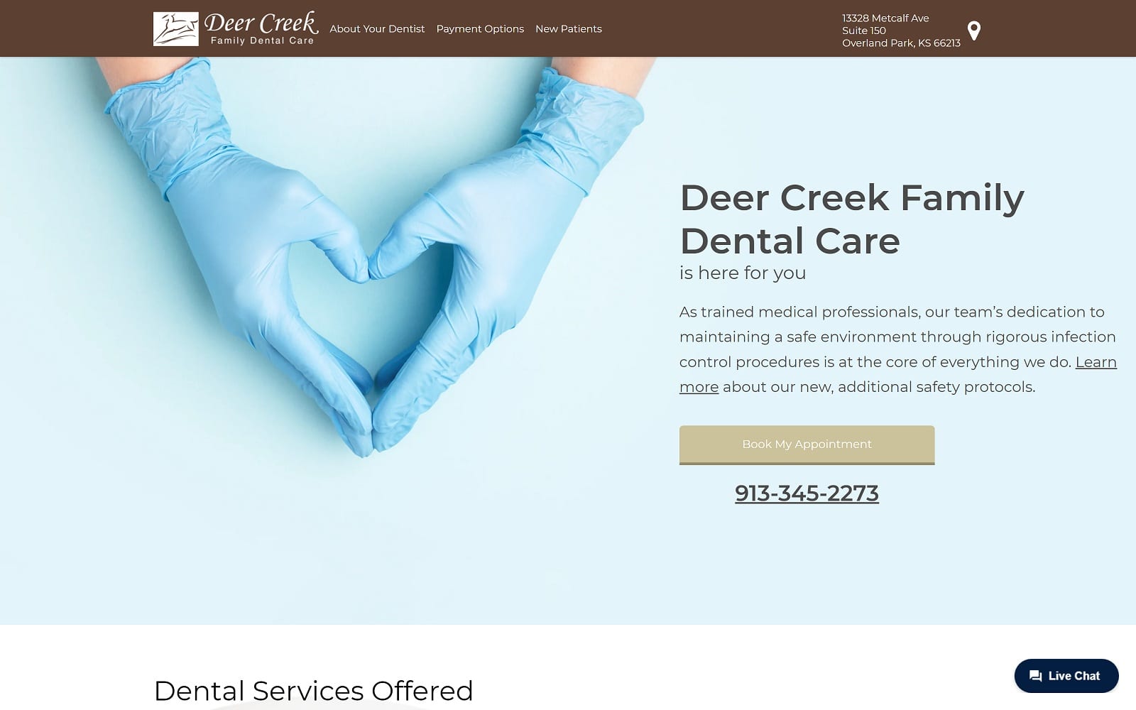 The screenshot of deer creek family dental care deercreekfamilydentalcare. Com website