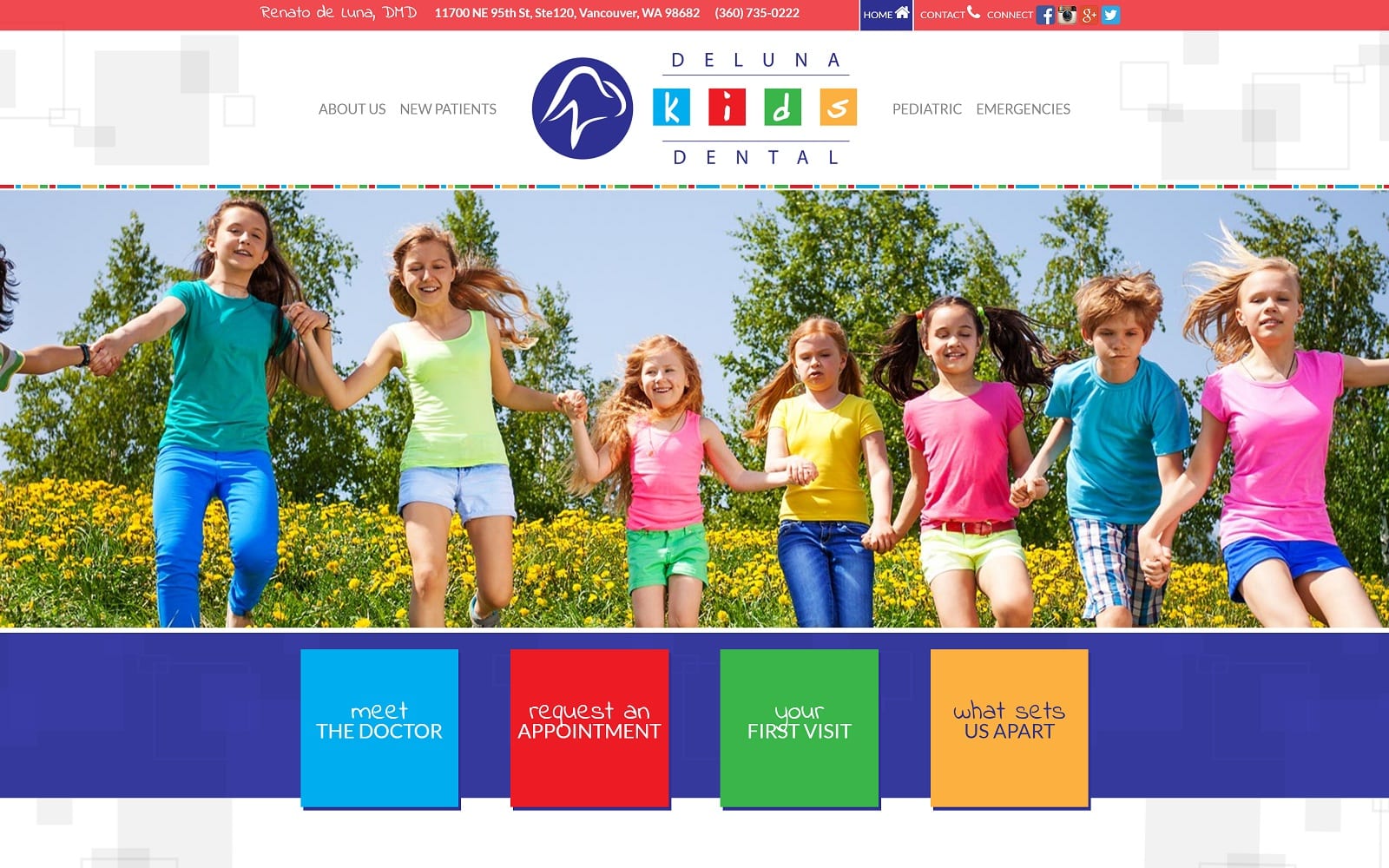 The screenshot of deluna kids dental delunakidsdental. Com dr. Ren de luna website