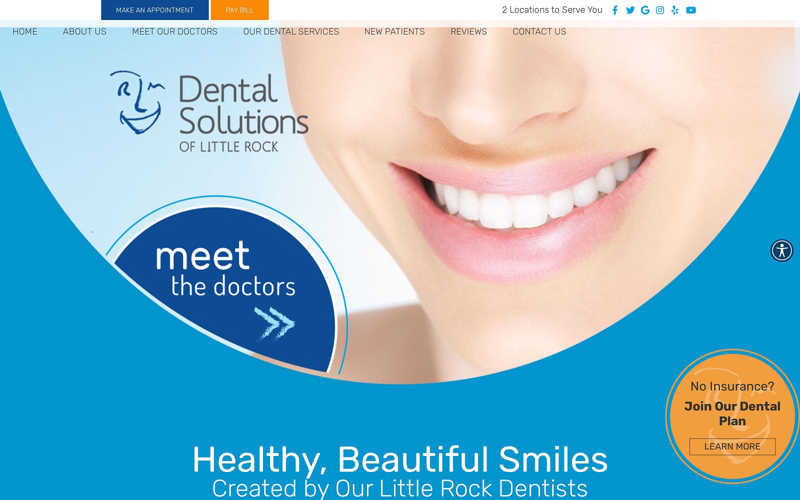 The screenshot of dental solutions of little rock dentalsolutionslr. Com website