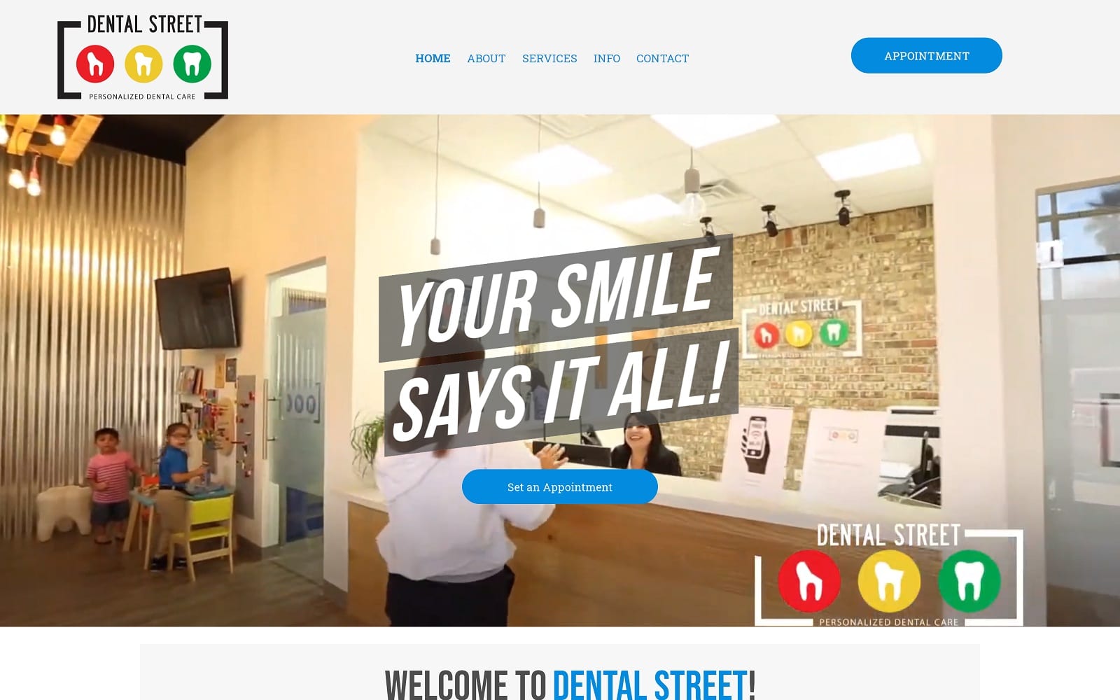 The screenshot of dental street dentalstreetrgv. Com dr. Garza website