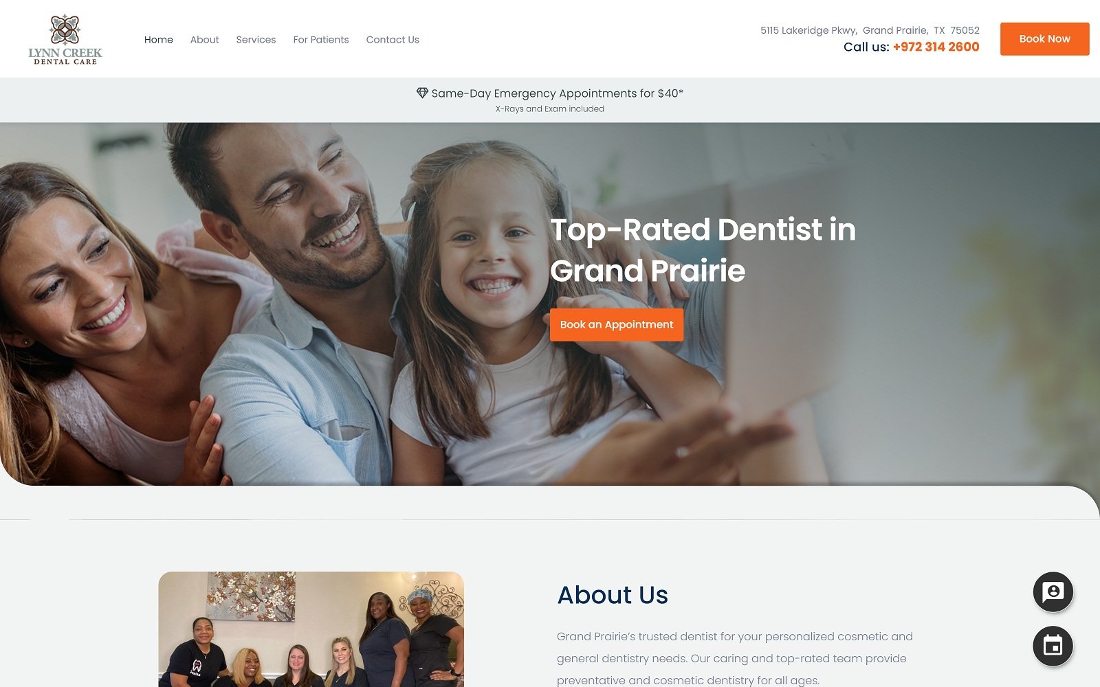 The screenshot of lynn creek dental care dentistingrandprairie. Com website