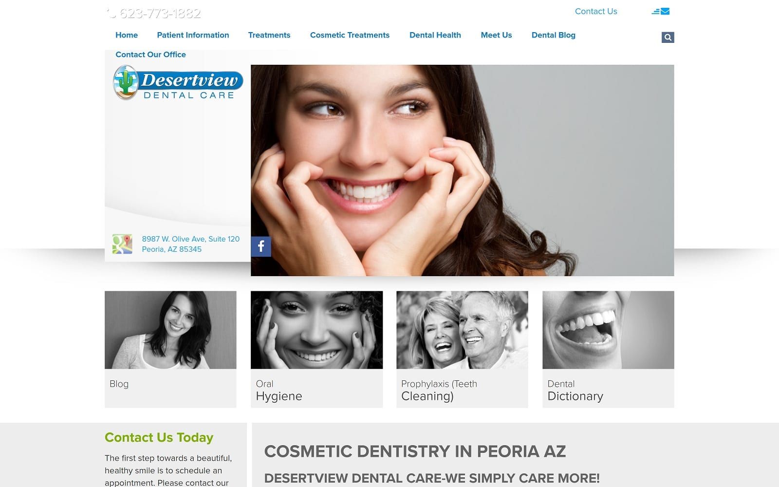 The screenshot of desertview dental care desertviewdentalcare. Com website