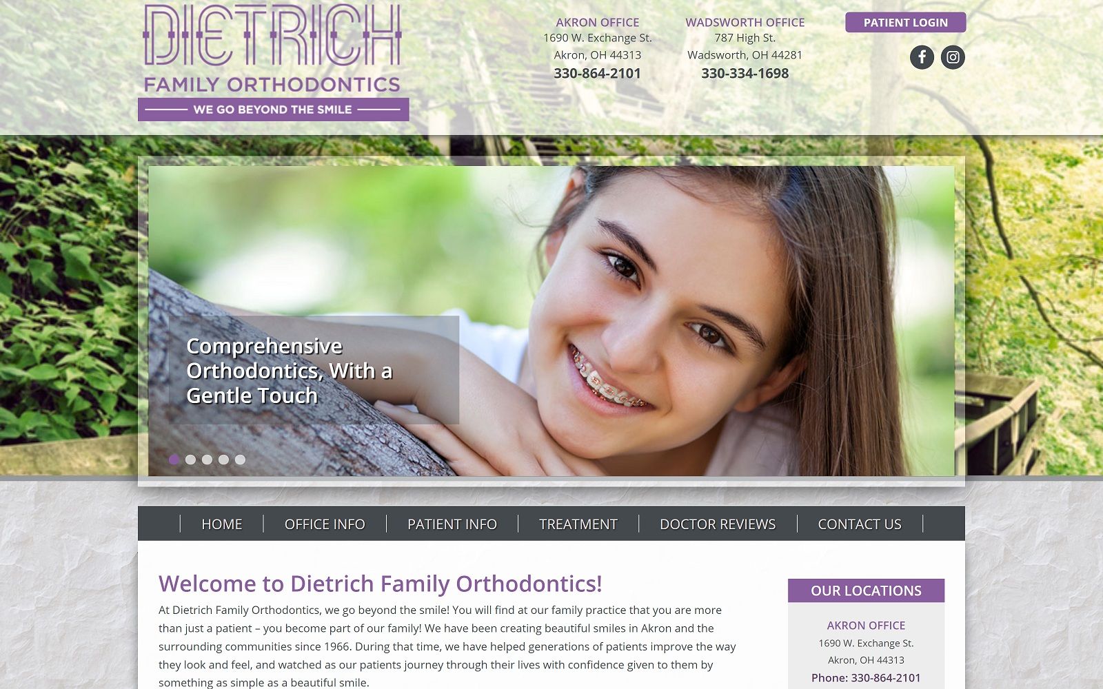 The screenshot of dietrich family orthodontics dietrichfamilyorthodontics. Com websitte