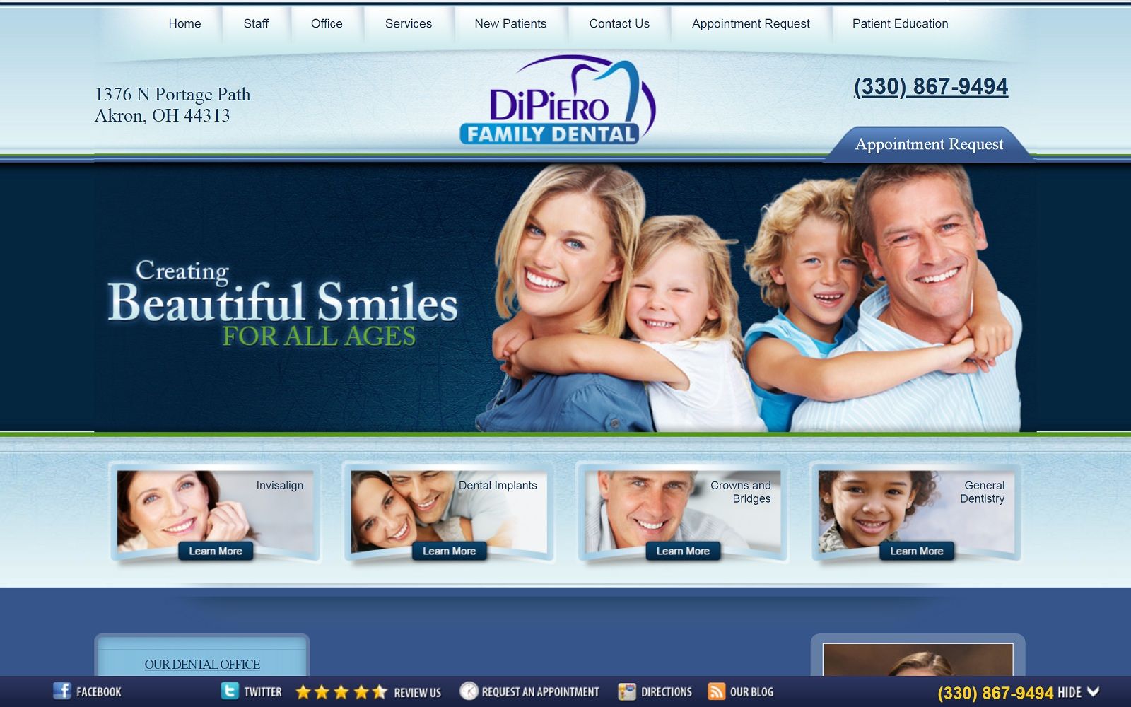 The screenshot of dipiero family dental, llc dipierofamilydental. Com website