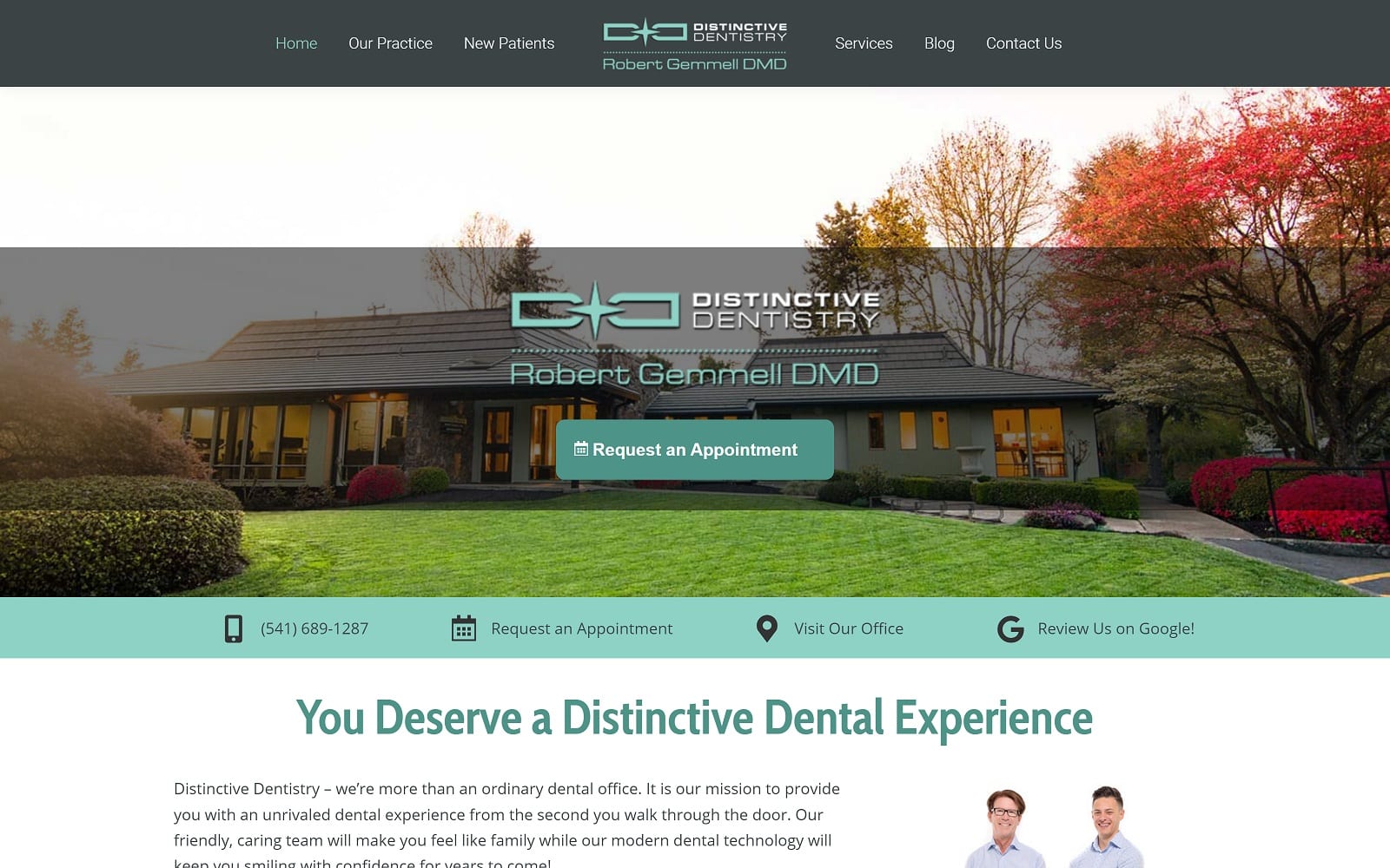 The screenshot of distinctive dentistry: gemmell robert dmd - eugene dentist distinctivedentistryeugene. Com