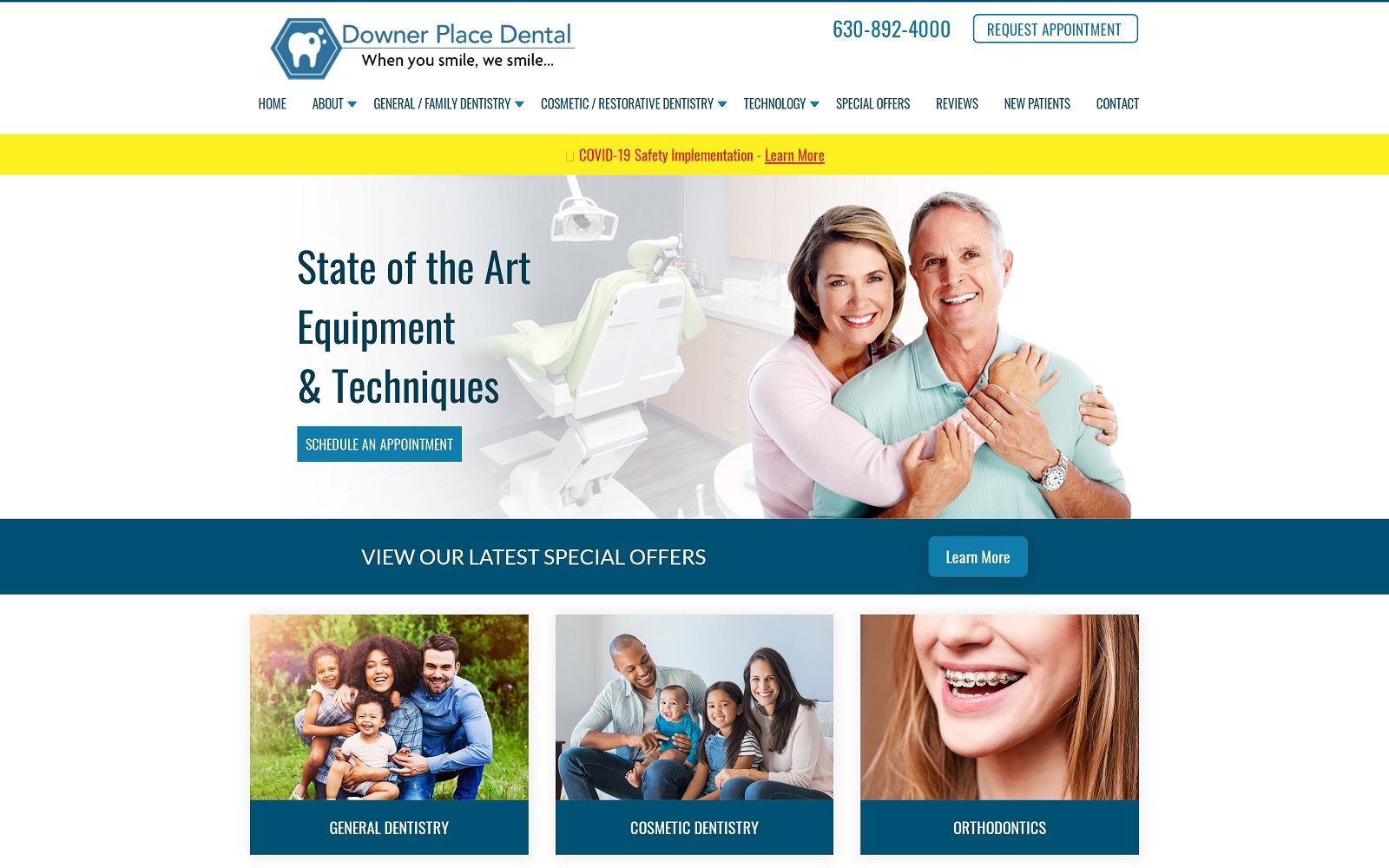 The screenshot of downer place dental downerplacedental. Org website