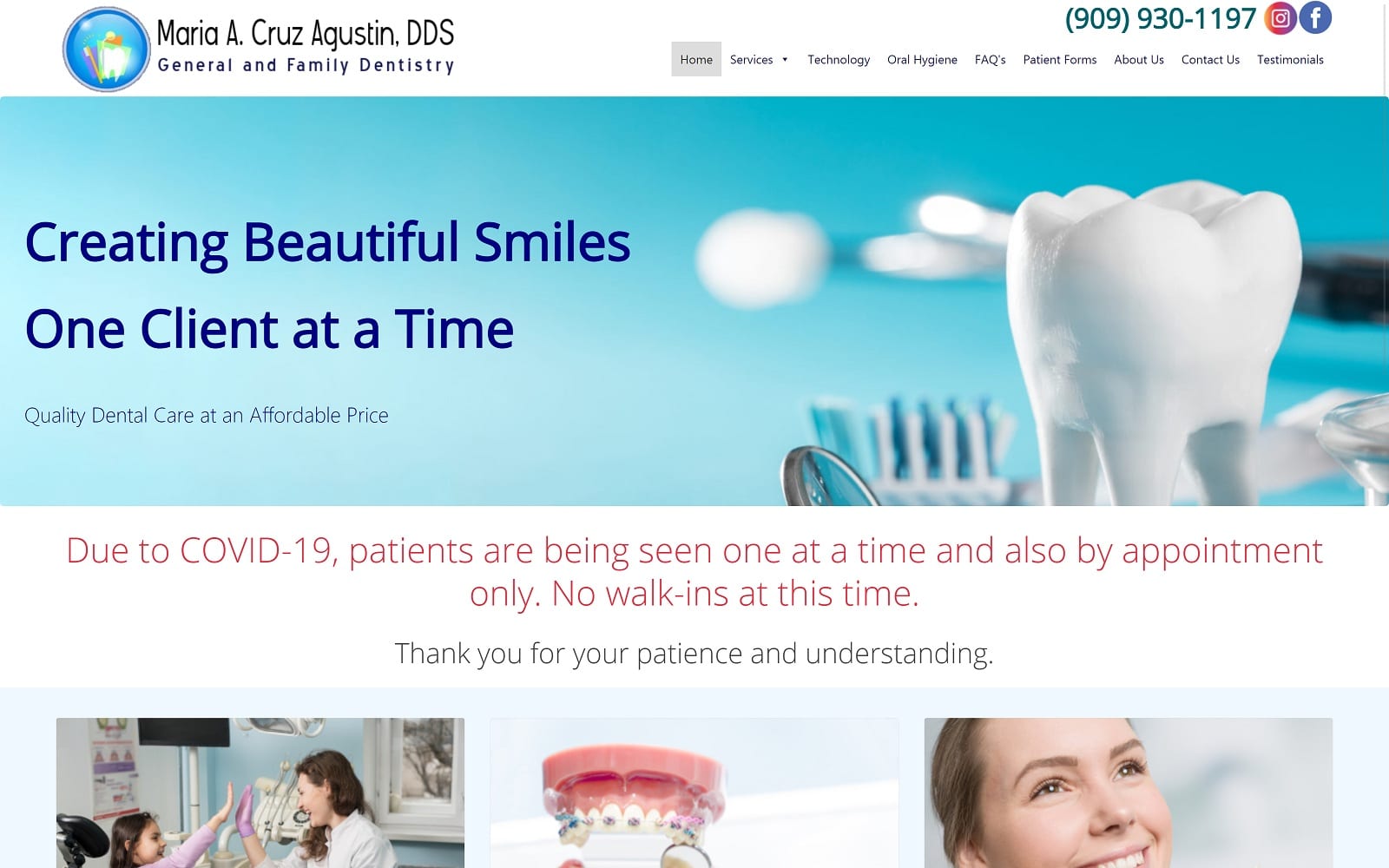 The screenshot of maria a. Cruz-agustin dds inc drcruzdental. Net website