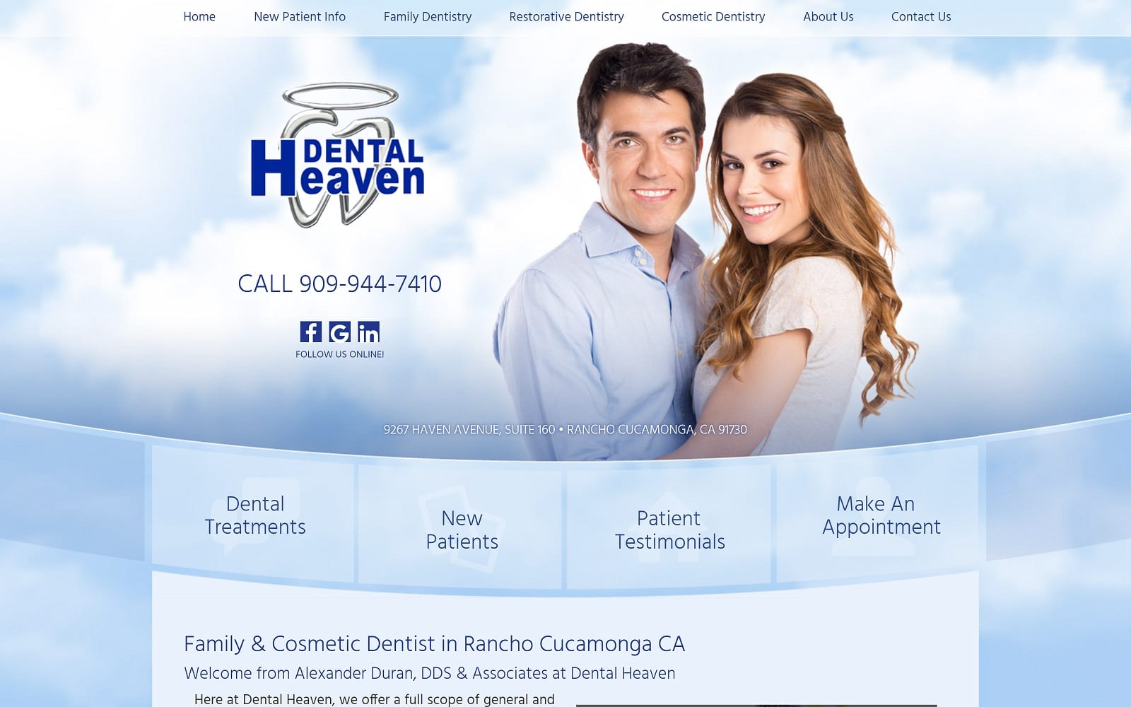 The screenshot of dental heaven: alexander duran dds drduran. Com website