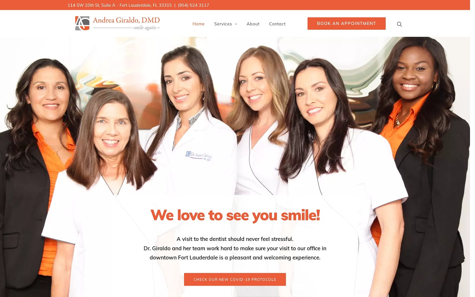 The screenshot of dr. Andrea giraldo, dentist drgiraldo. Com website