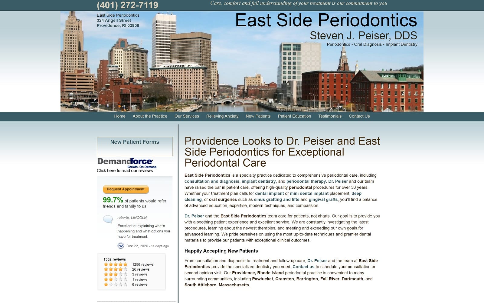 The screenshot of eastside periodontics drpeiserperio. Com dr. Steven j. Peiser website