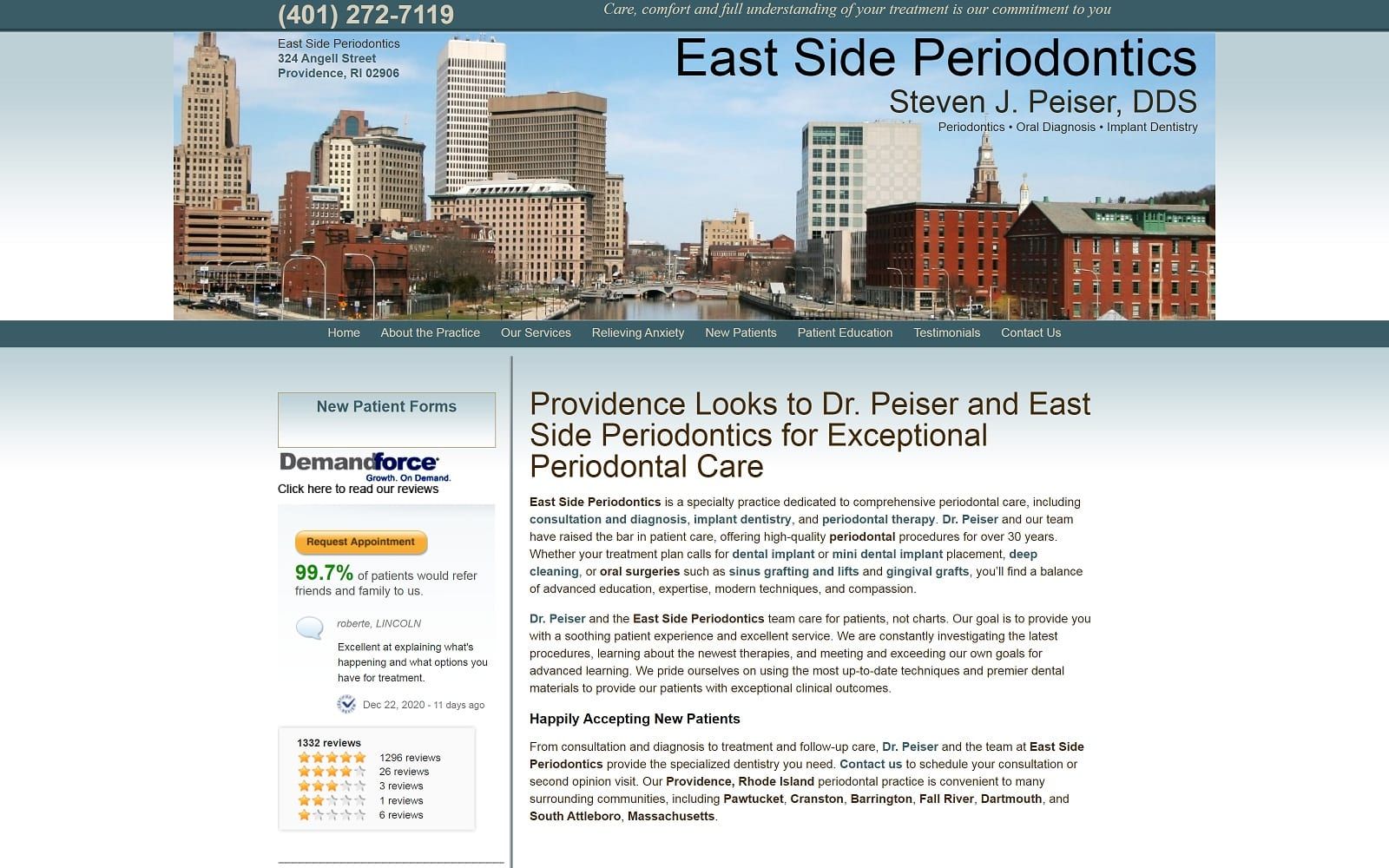 The screenshot of eastside periodontics drpeiserperio. Com dr. Steven j. Peiser website
