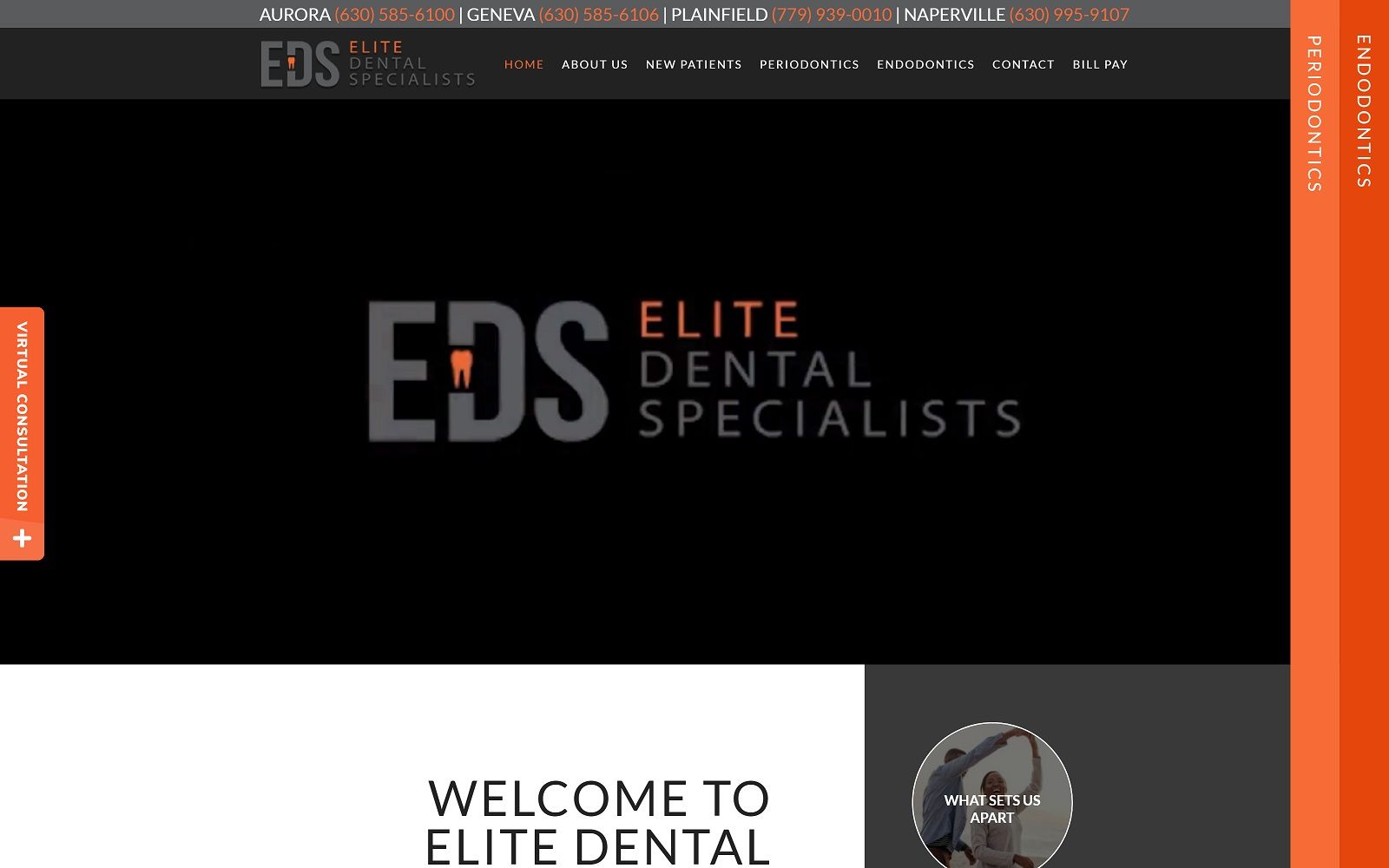 The screenshot of elite dental specialists edscare. Com website