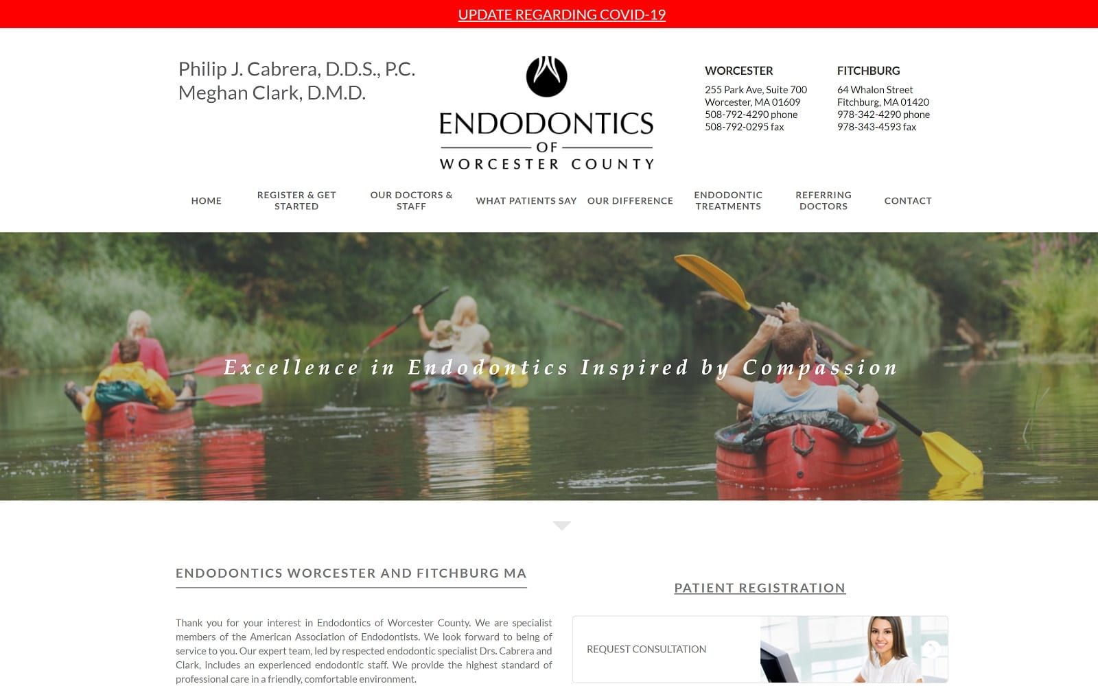 The screenshot of endodontics of worcester county endowc. Com website