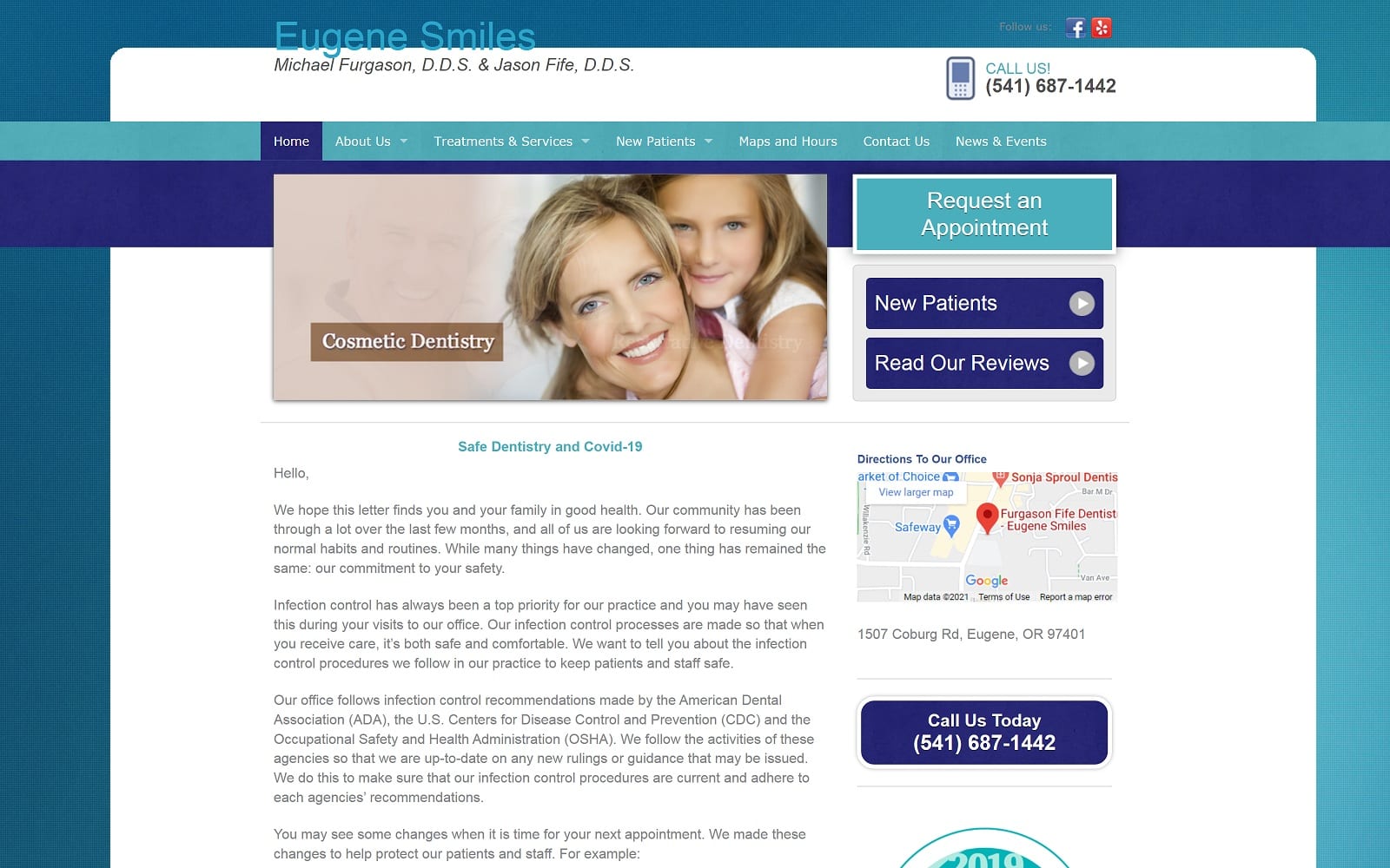 The screenshot of furgason fife dentistry - eugene smiles eugenesmiles. Com website