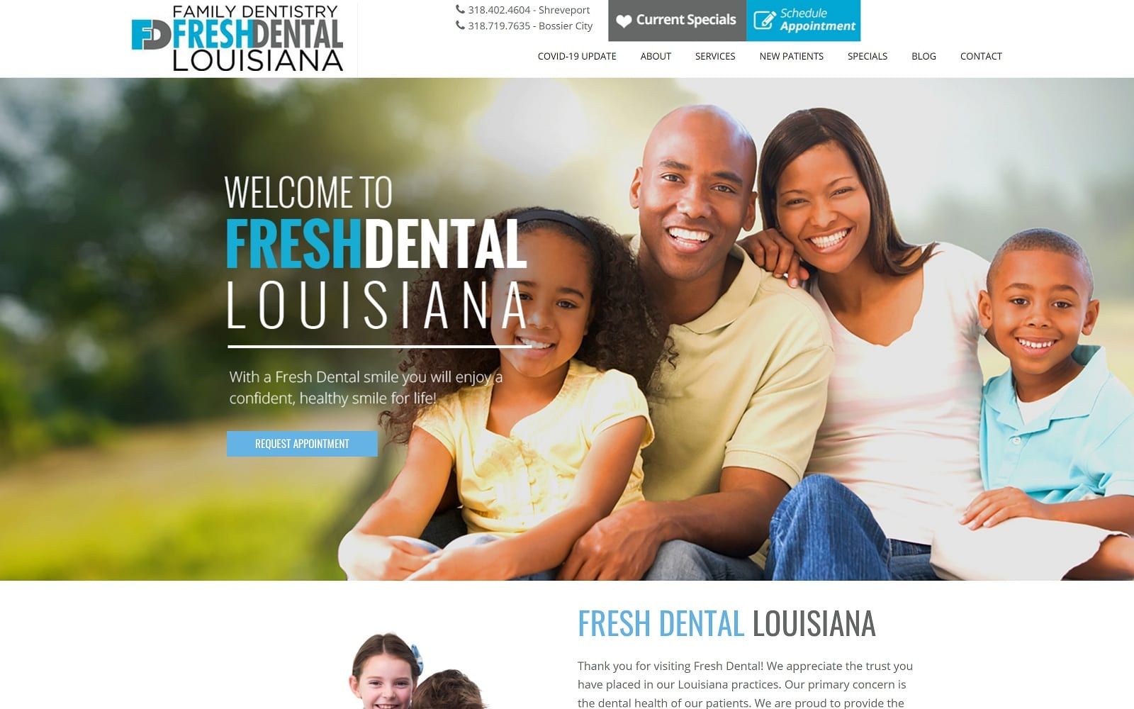 The screenshot of fresh dental - shreveport freshdentallouisiana. Com website