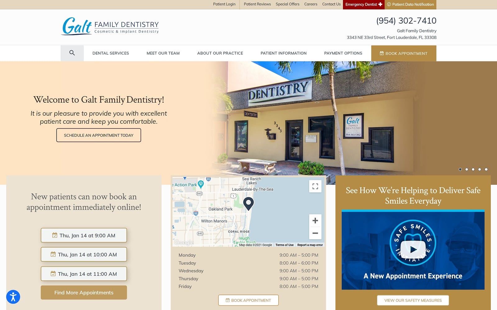 The screenshot of galt family dentistry galtfamilydentist. Com website