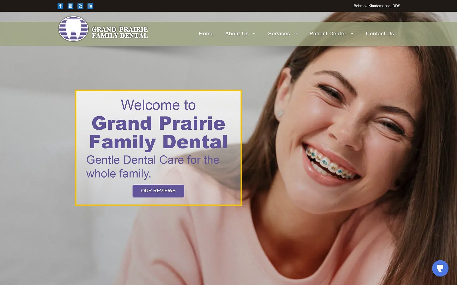 The screenshot of grand prairie family dental gentlegrandprairiedentist. Com website