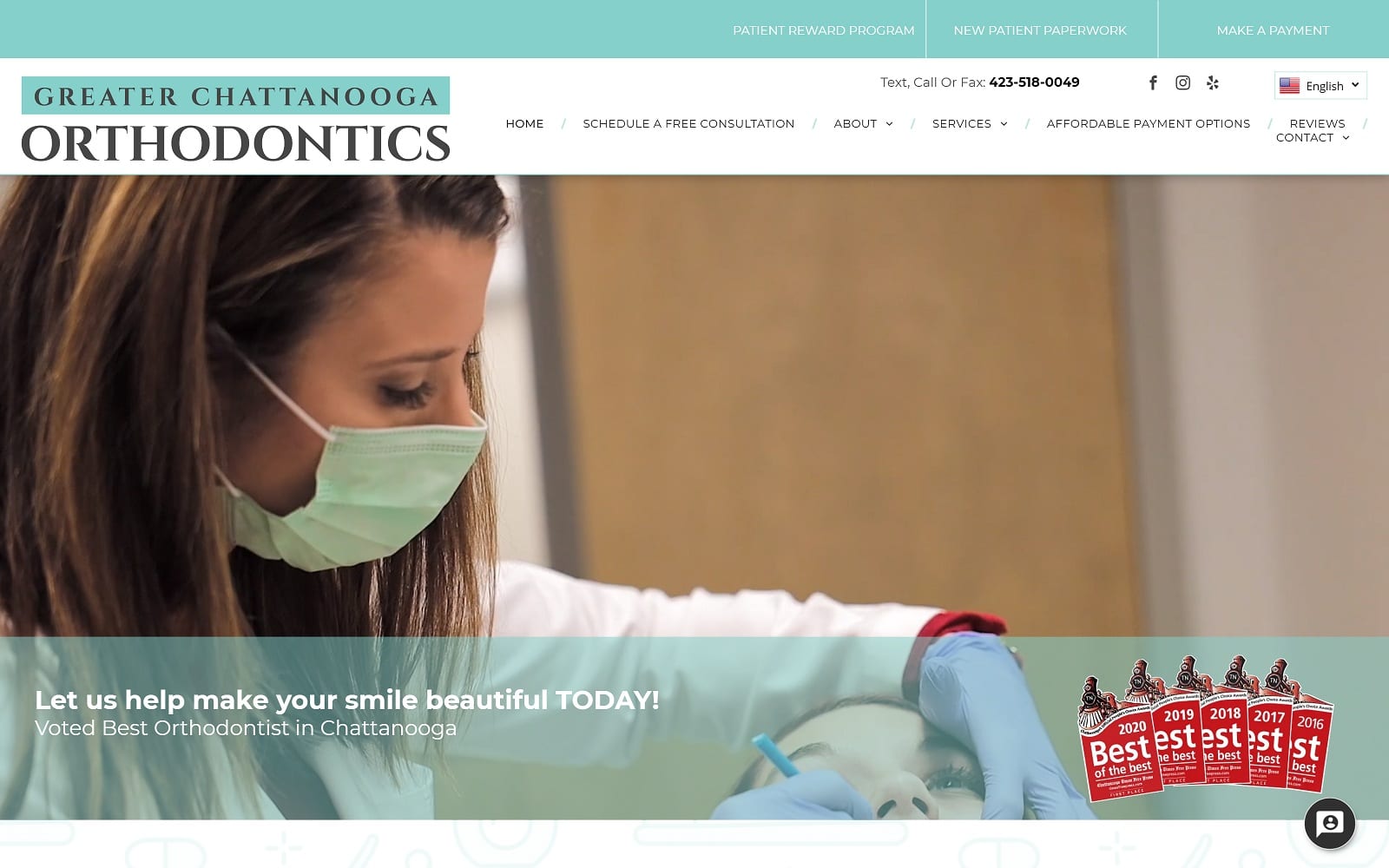 The screenshot of greater chattanooga orthodontics greaterchattanoogaorthodontics. Com website