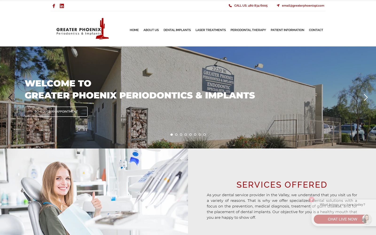 The screenshot of greater phoenix periodontics and implants greaterphoenixpi. Com website