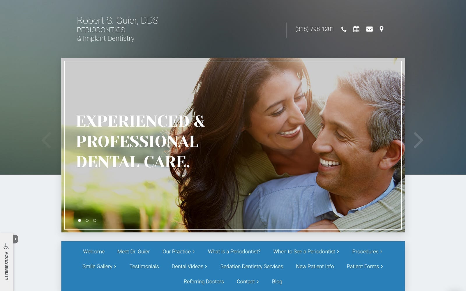 The screenshot of robert s. Guier, dds guierperio. Com website