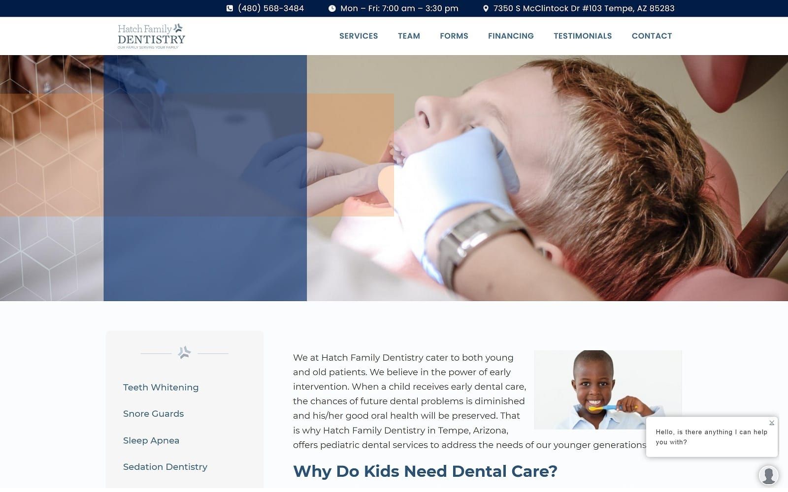 The screenshot of hatch family dentistry hatchfamilydentistry. Com website