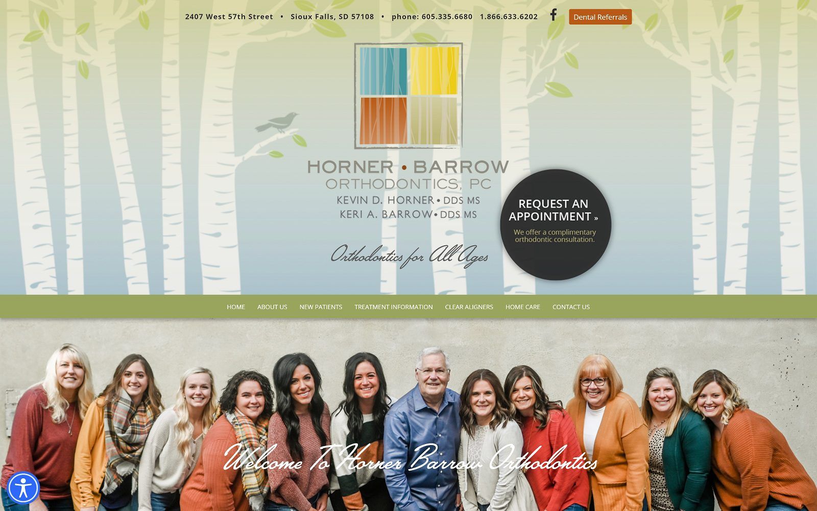 The screenshot of horner barrow orthodontics, pc hornerbarrowortho. Com website