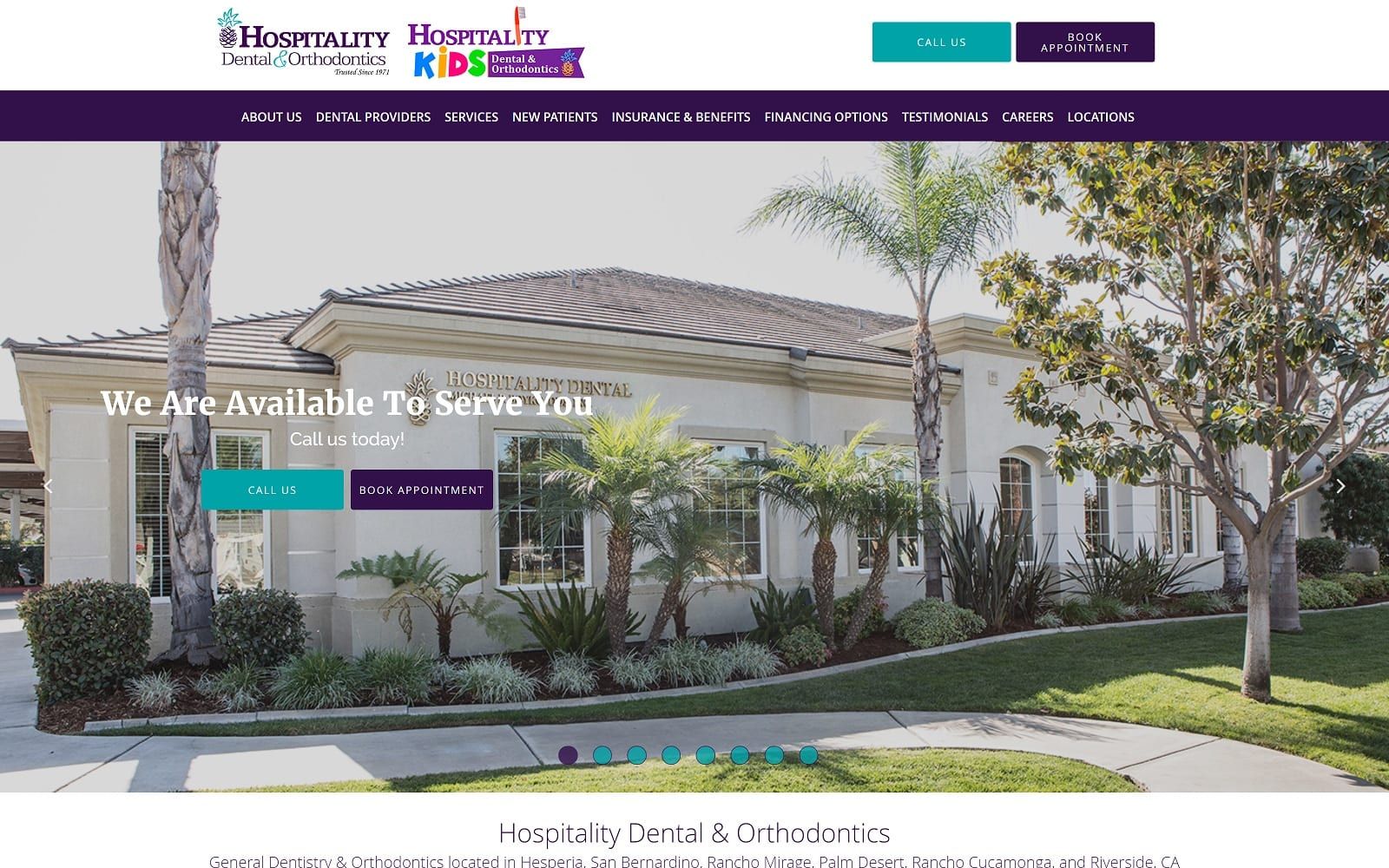 The screenshot of hospitality dental & orthodontics hospitalitydental. Com website