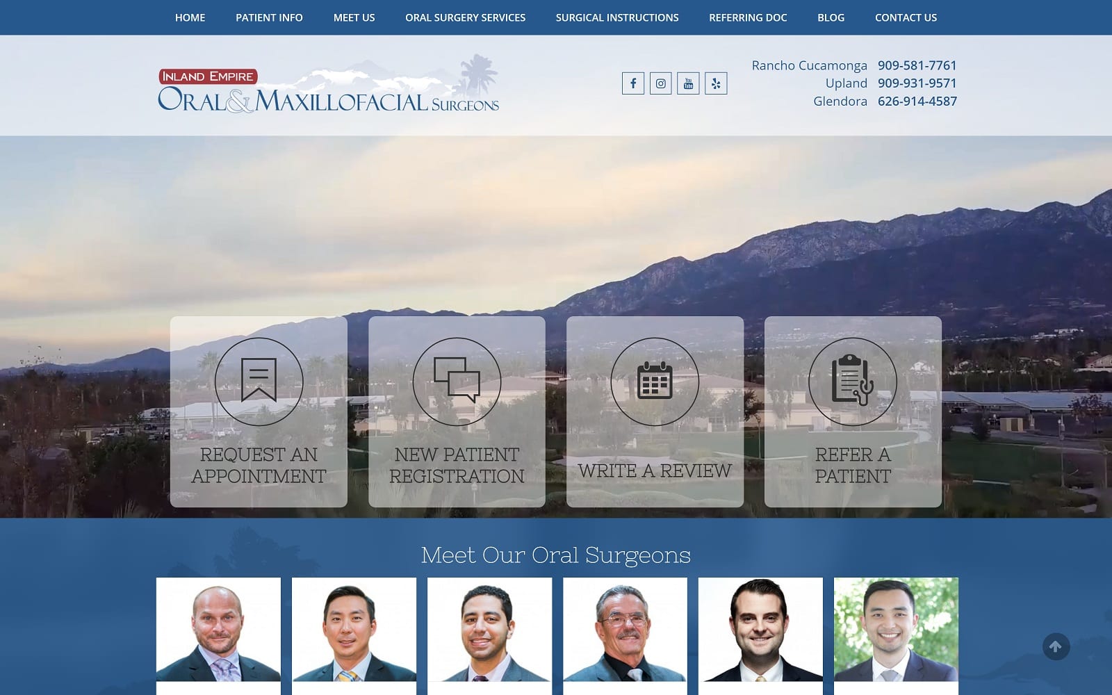 The screenshot of inland empire oral and maxillofacial surgeons inlandempireomfs. Com website