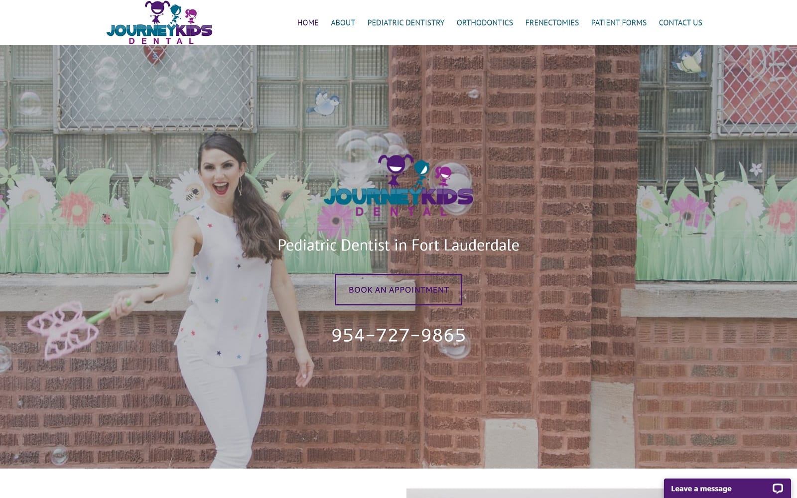 The screenshot of journey kids dental journeykidsdental. Com website