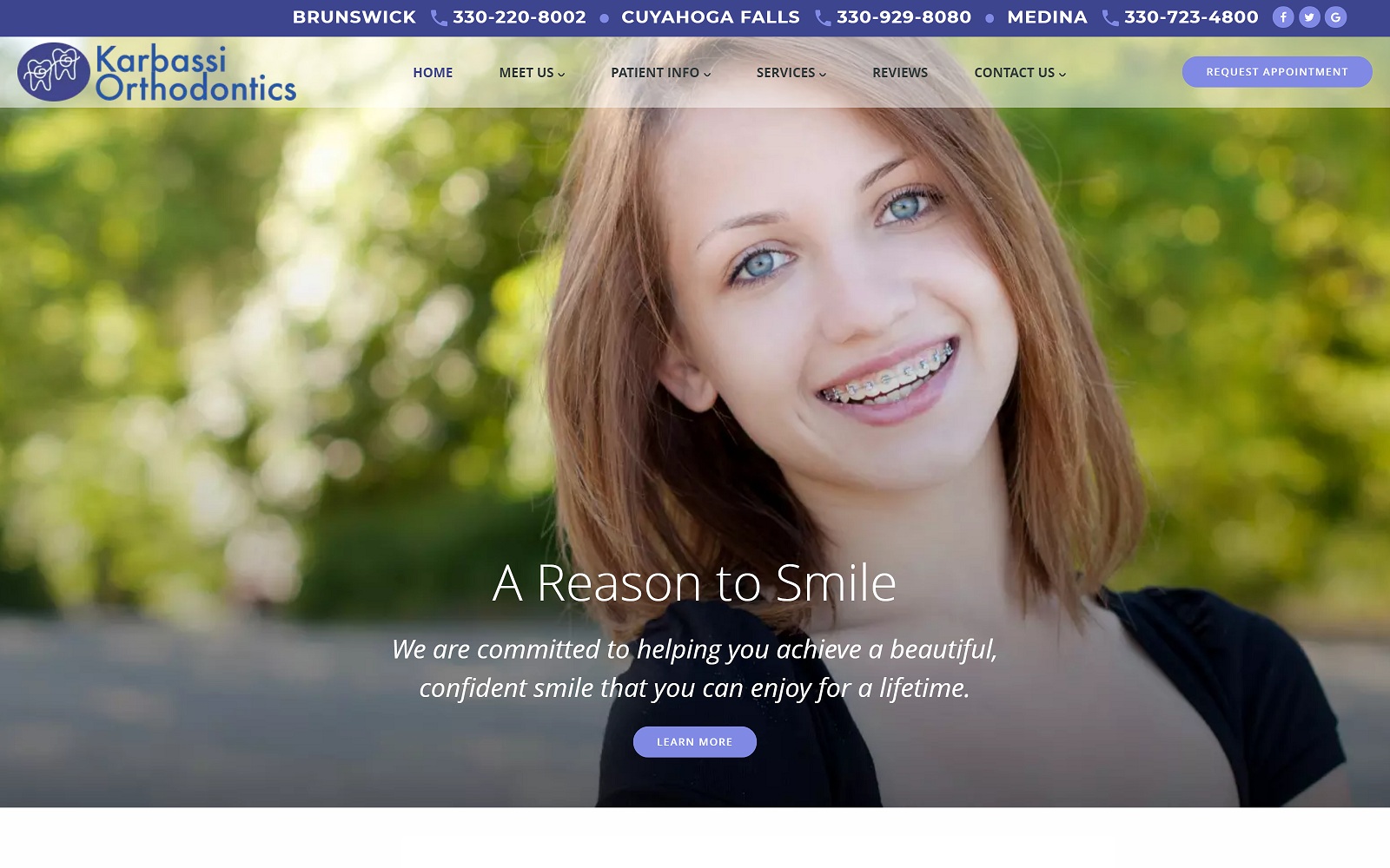 The screenshot of karbassi orthodontics karbassiorthodontics. Com website