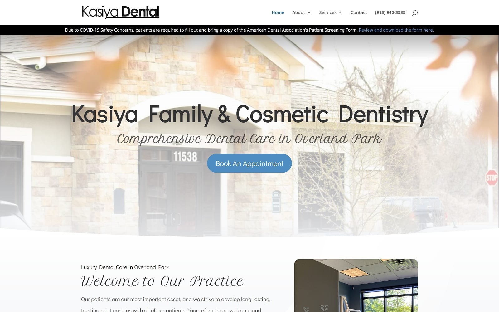 The screenshot of kasiya family & cosmetic dentistry kasiyadental. Com website